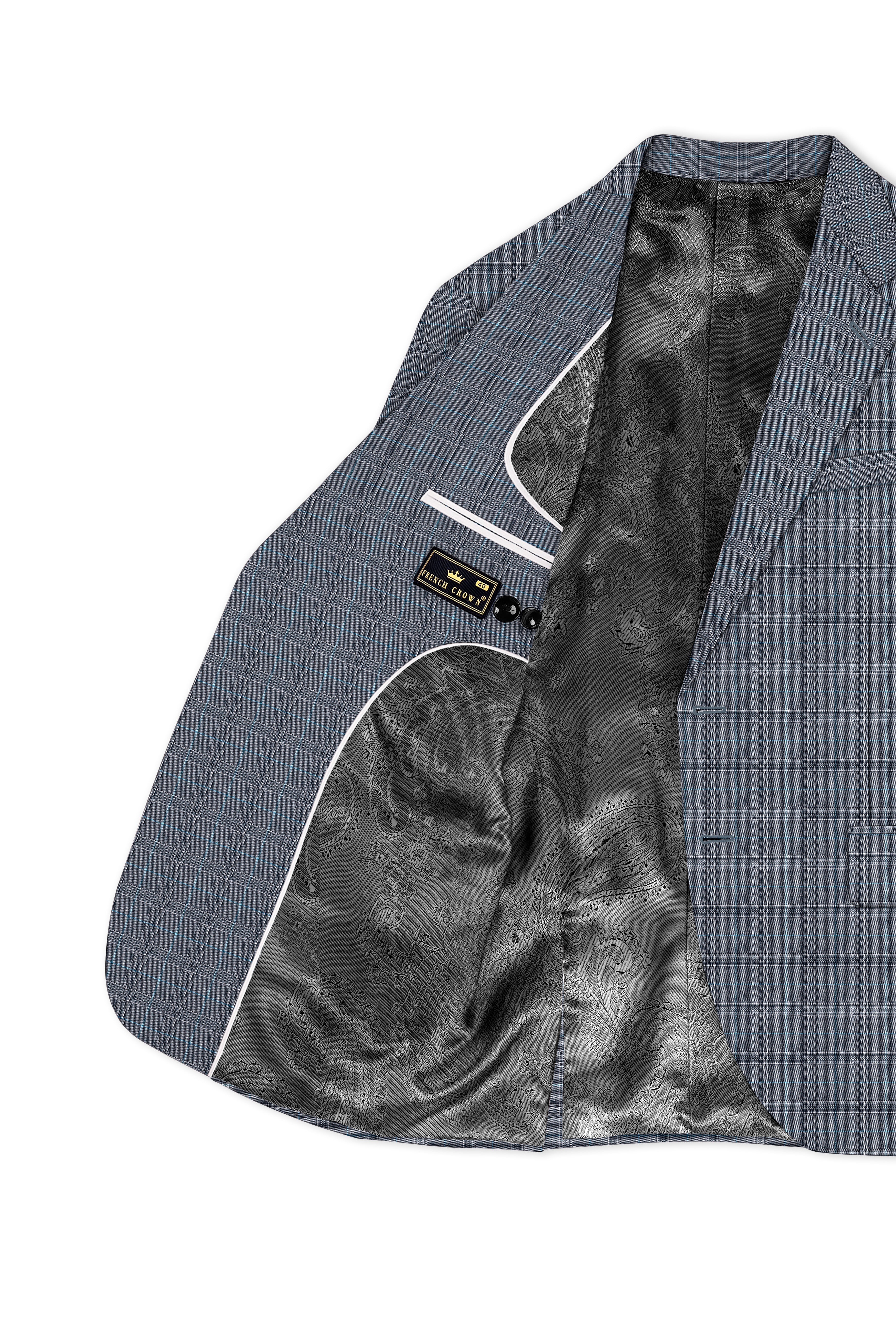 Mobster Grey Windowpane Premium Cotton Suit