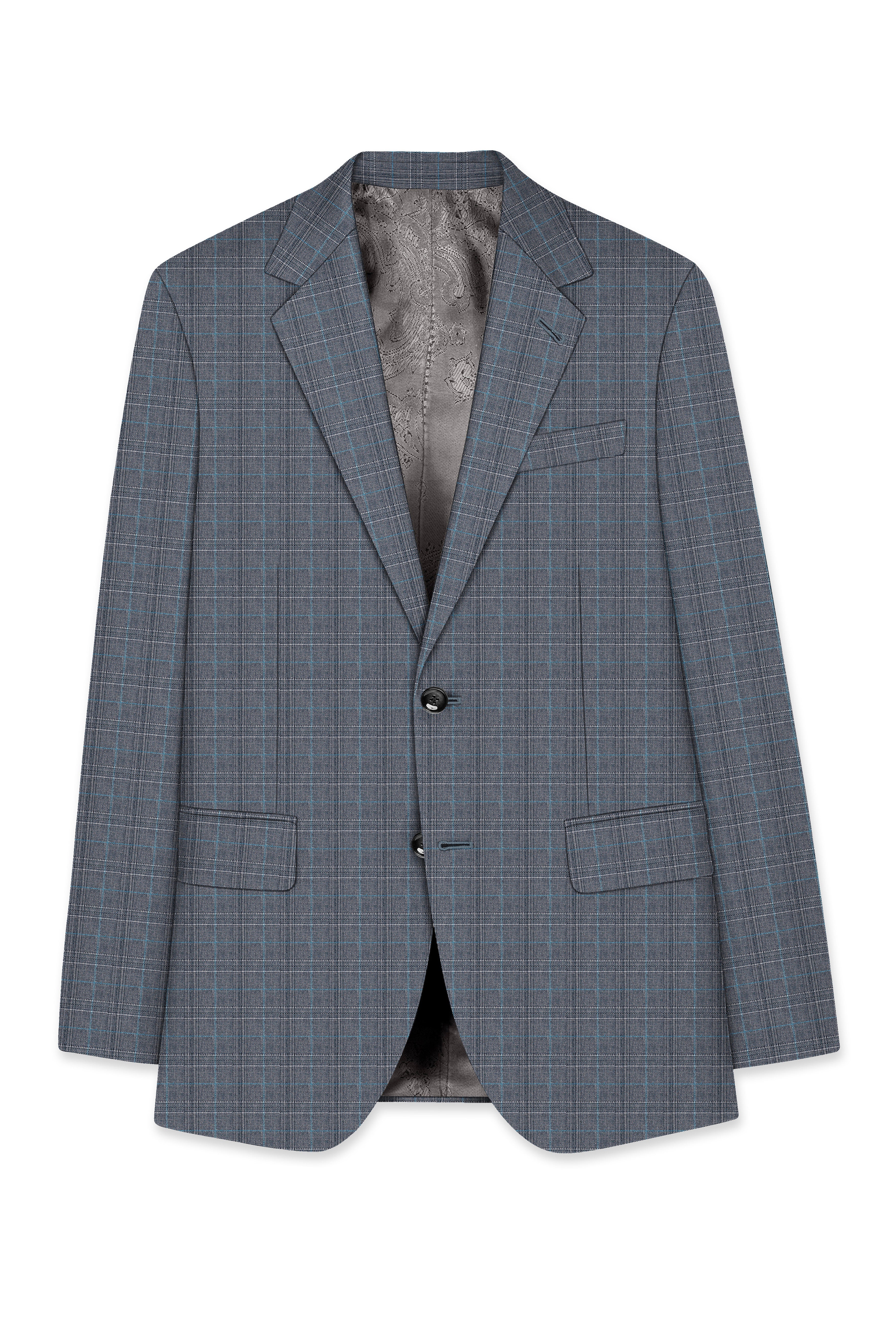 Mobster Grey Windowpane Premium Cotton Suit