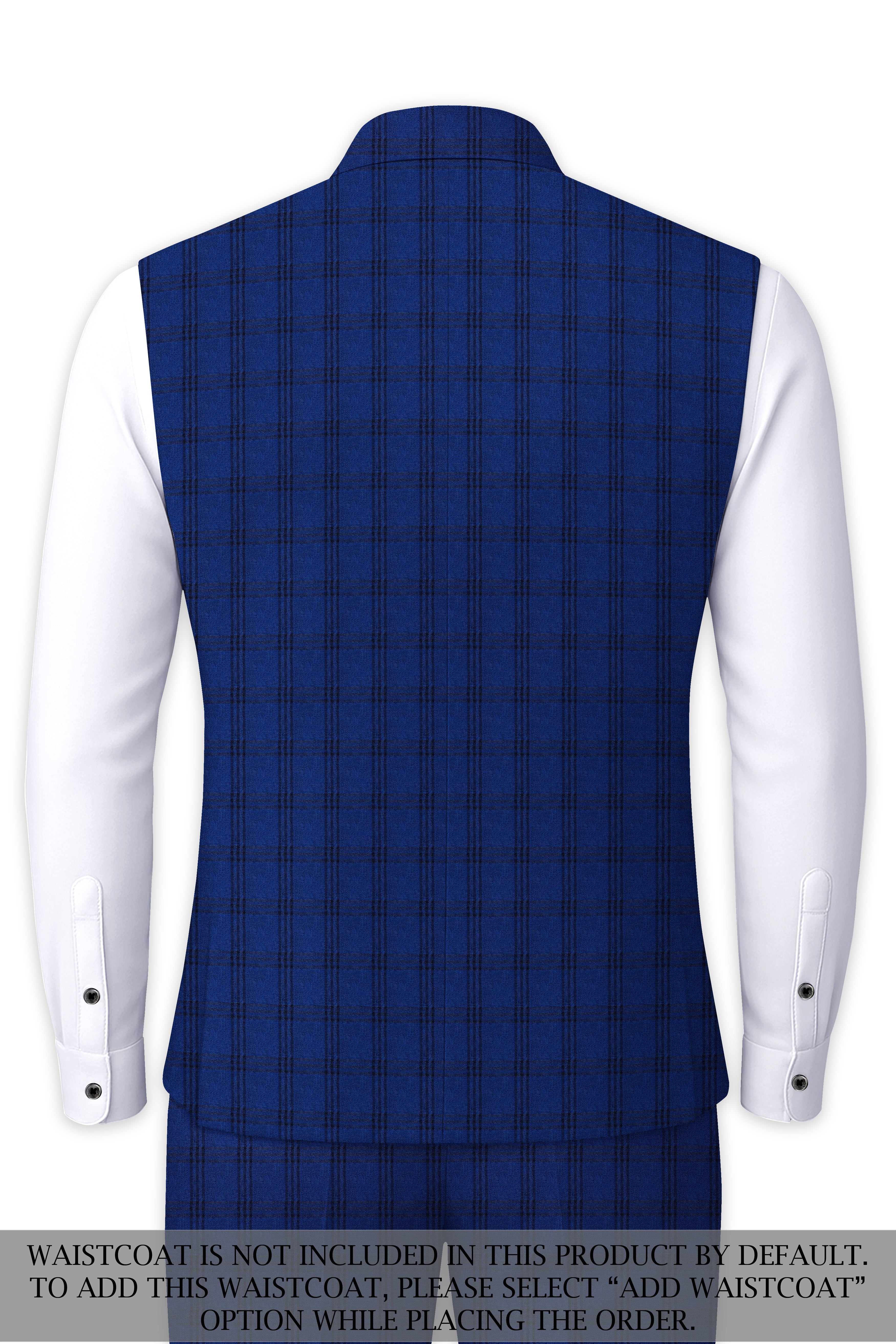 Cloud Burst Blue With Black Plaid Cross Placket Bandhgala Suit