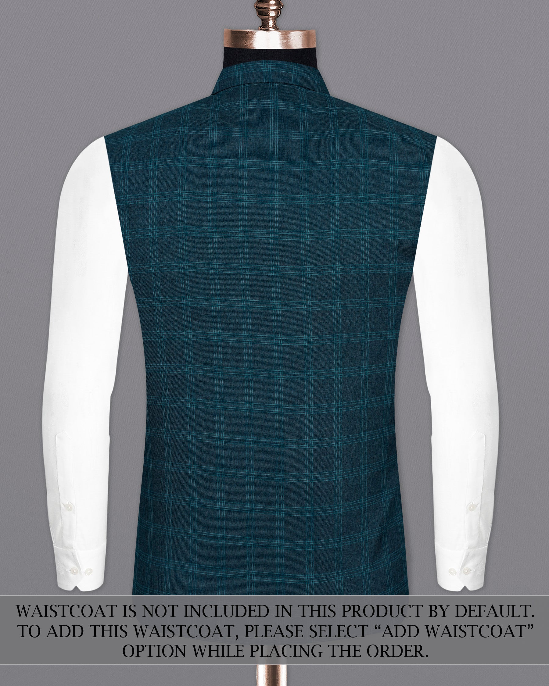 Cloud Burst Sea Green Windowpane Cross Placket Bandhgala Suit