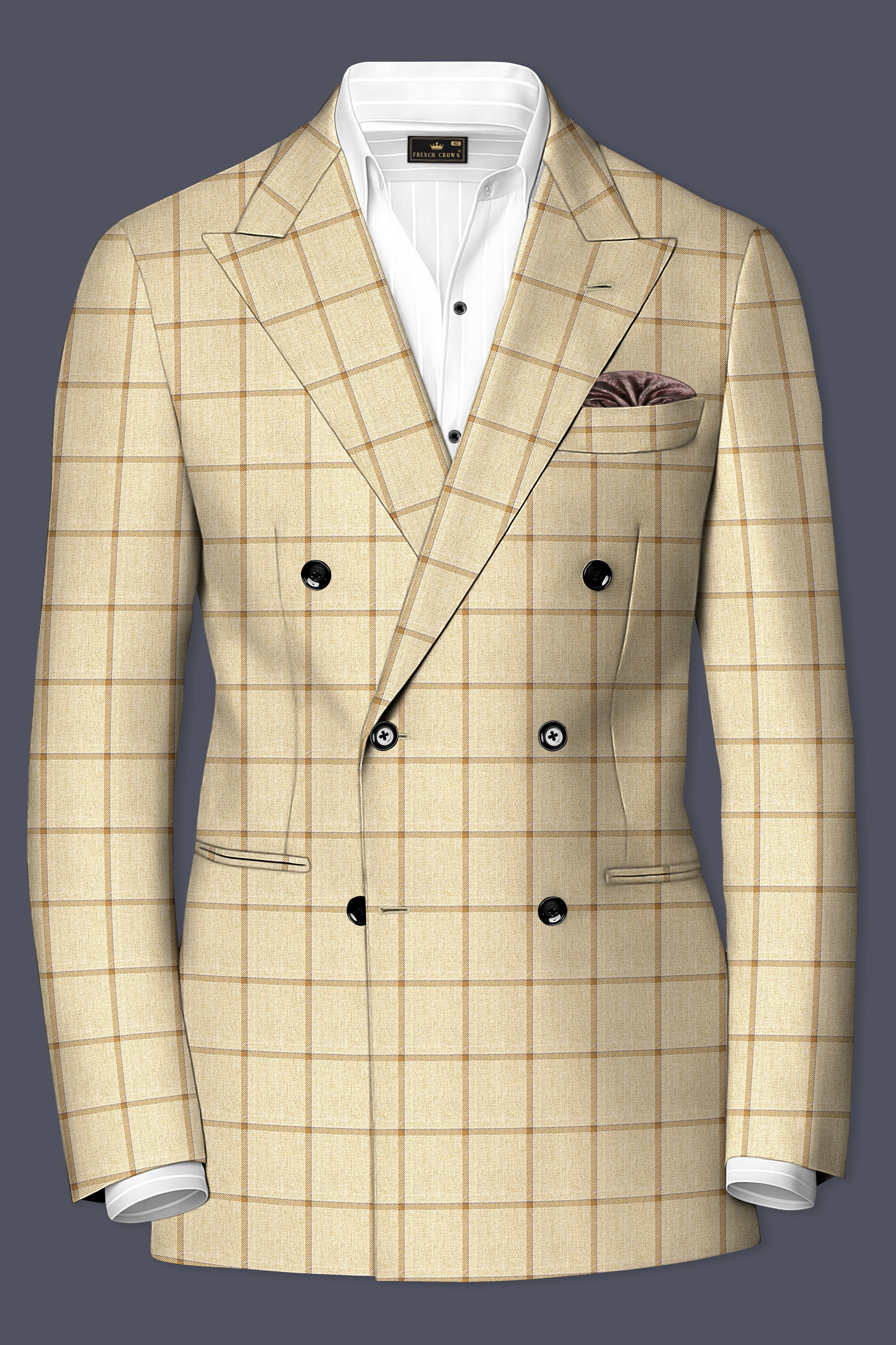 Rodeo Dust Brown Windowpane Double Breasted Suit