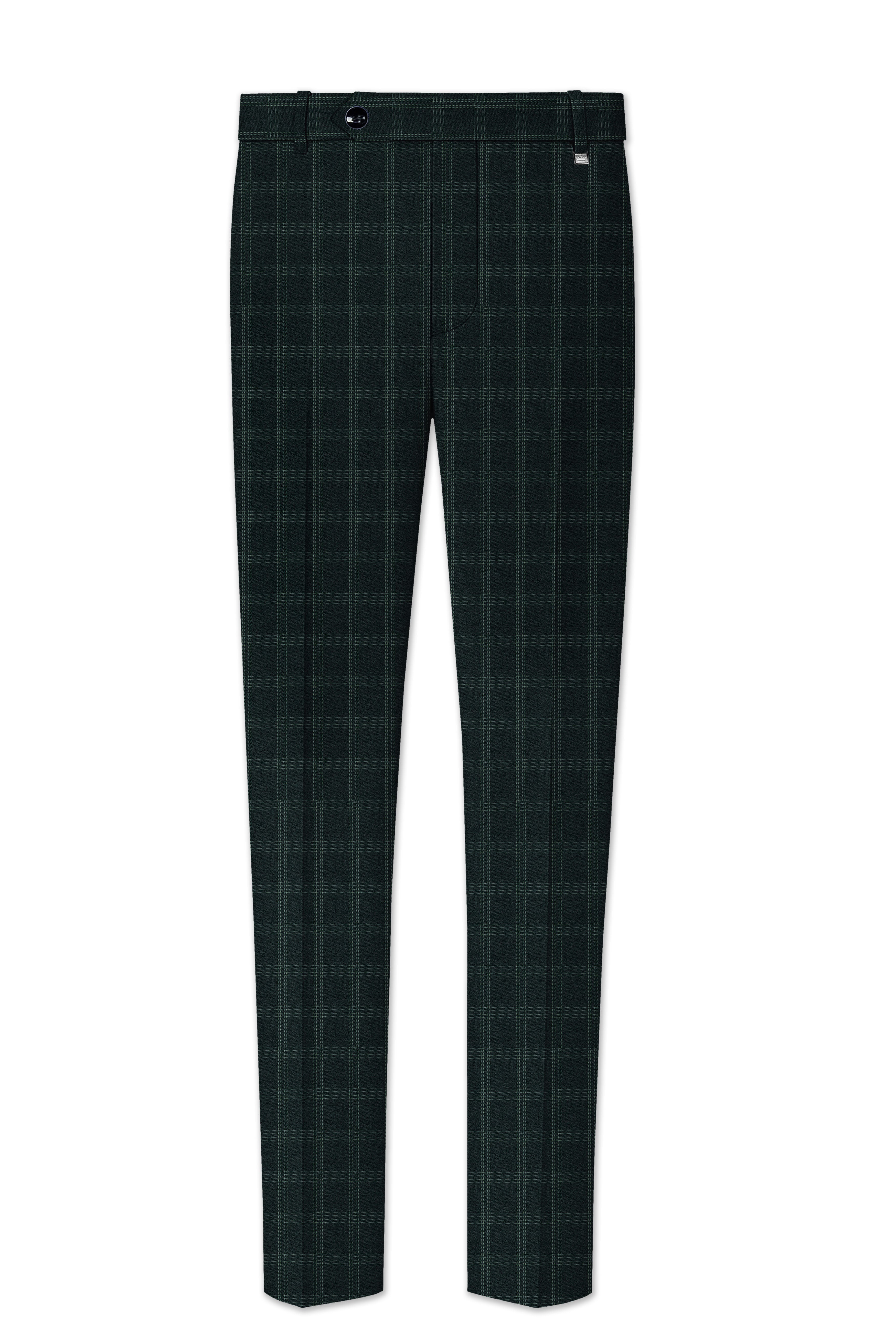 Zeus Green Plaid Cross Placket Bandhgala Suit