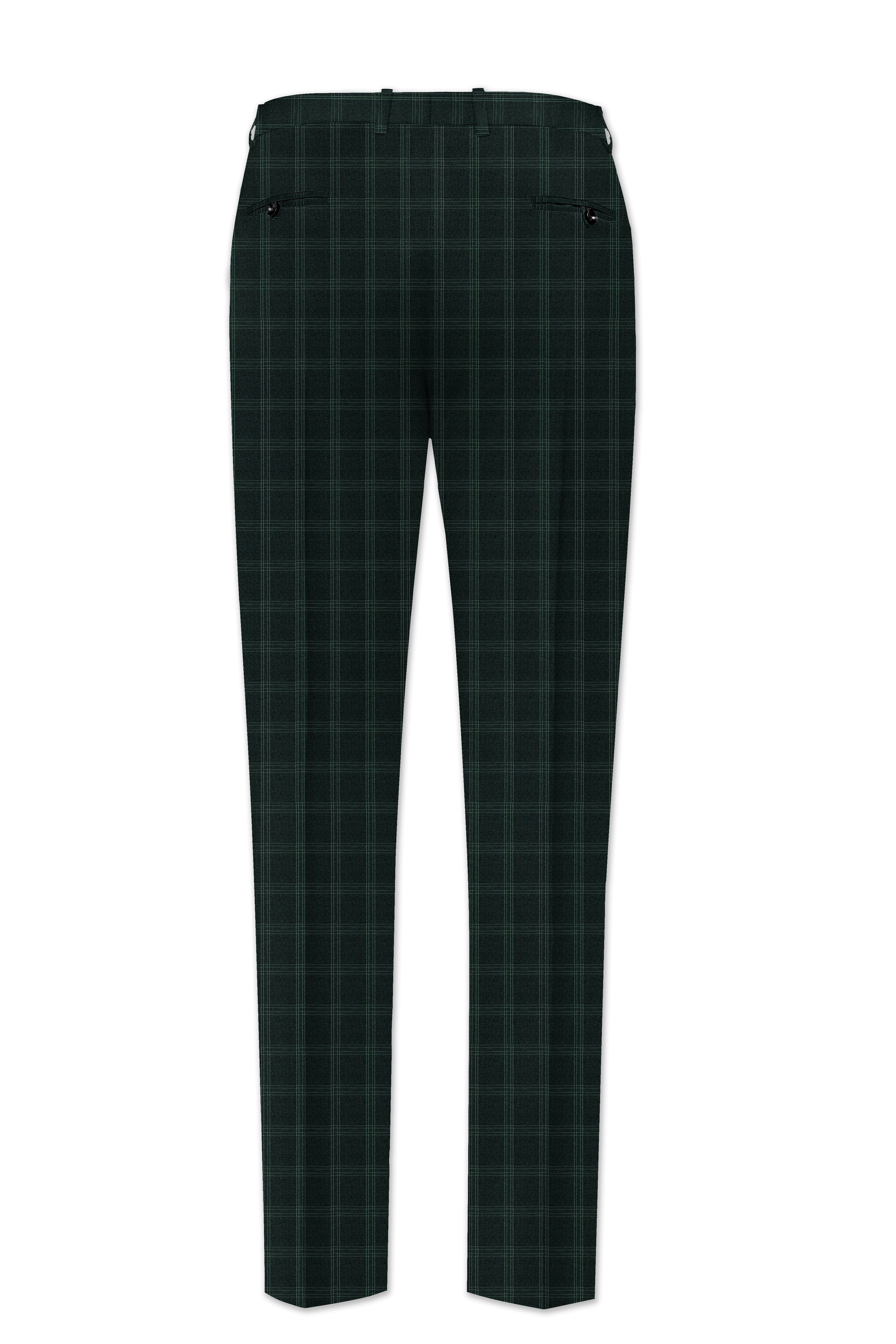Zeus Green Plaid Cross Placket Bandhgala Suit