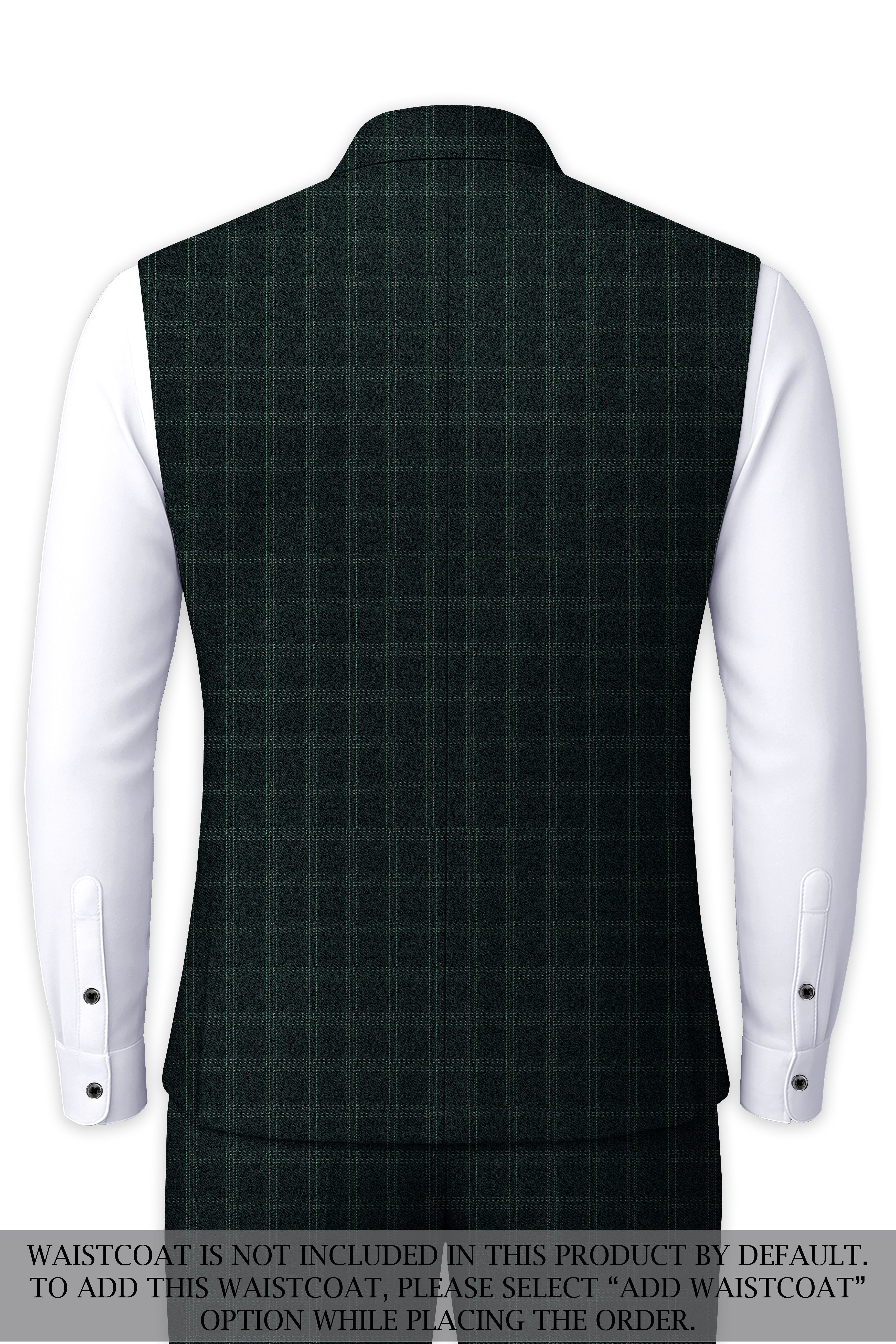 Zeus Green Plaid Cross Placket Bandhgala Suit