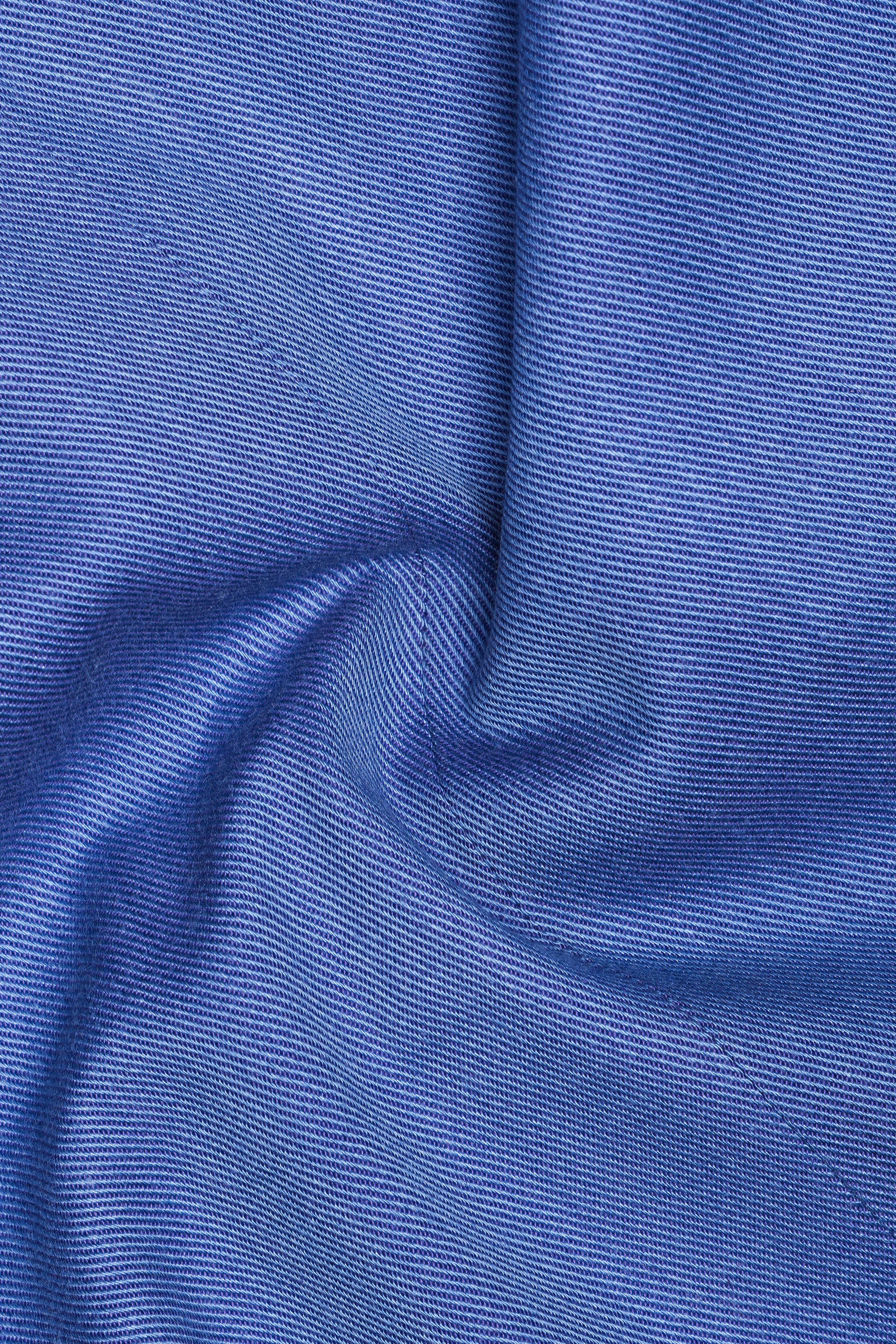Twilight Blue Premium Cotton Cross Placket Bandhgala Suit