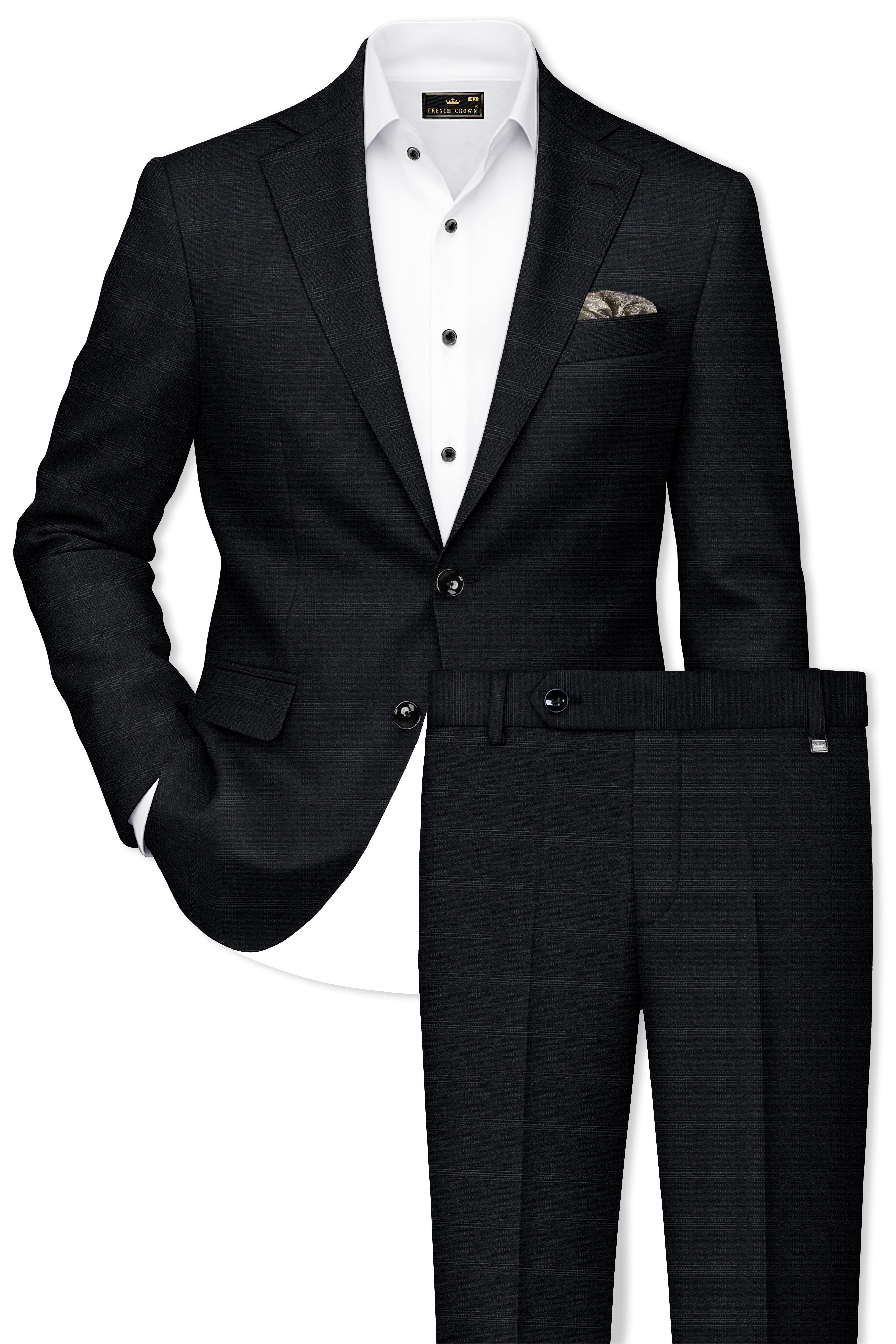 Thunder Black Plaid Single Breasted Suit