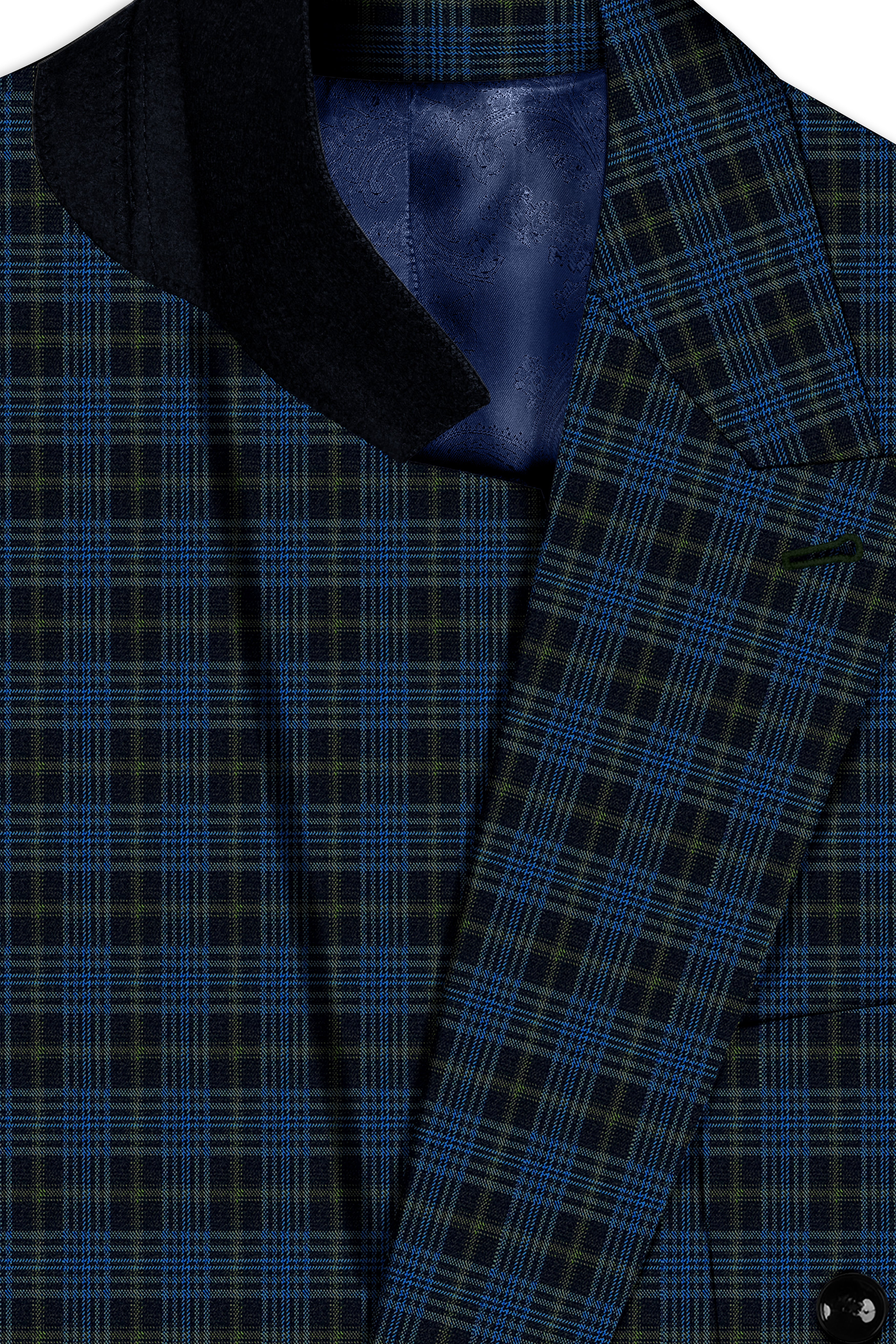 Fiord Blue with Black Russian Plaid Double Breasted Sports Suit