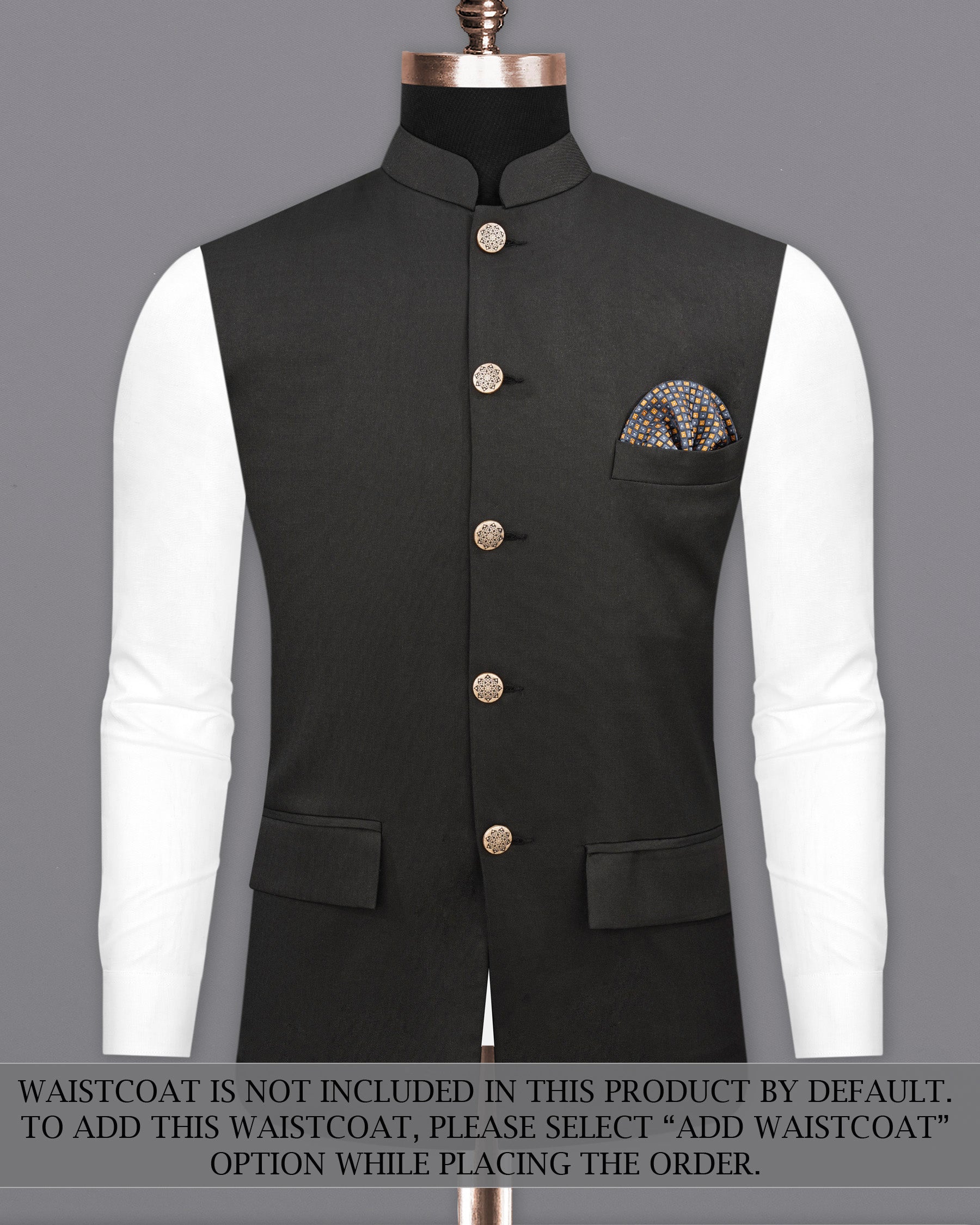 Zeus Black Bandhgala Asymmetrical Designer Suit