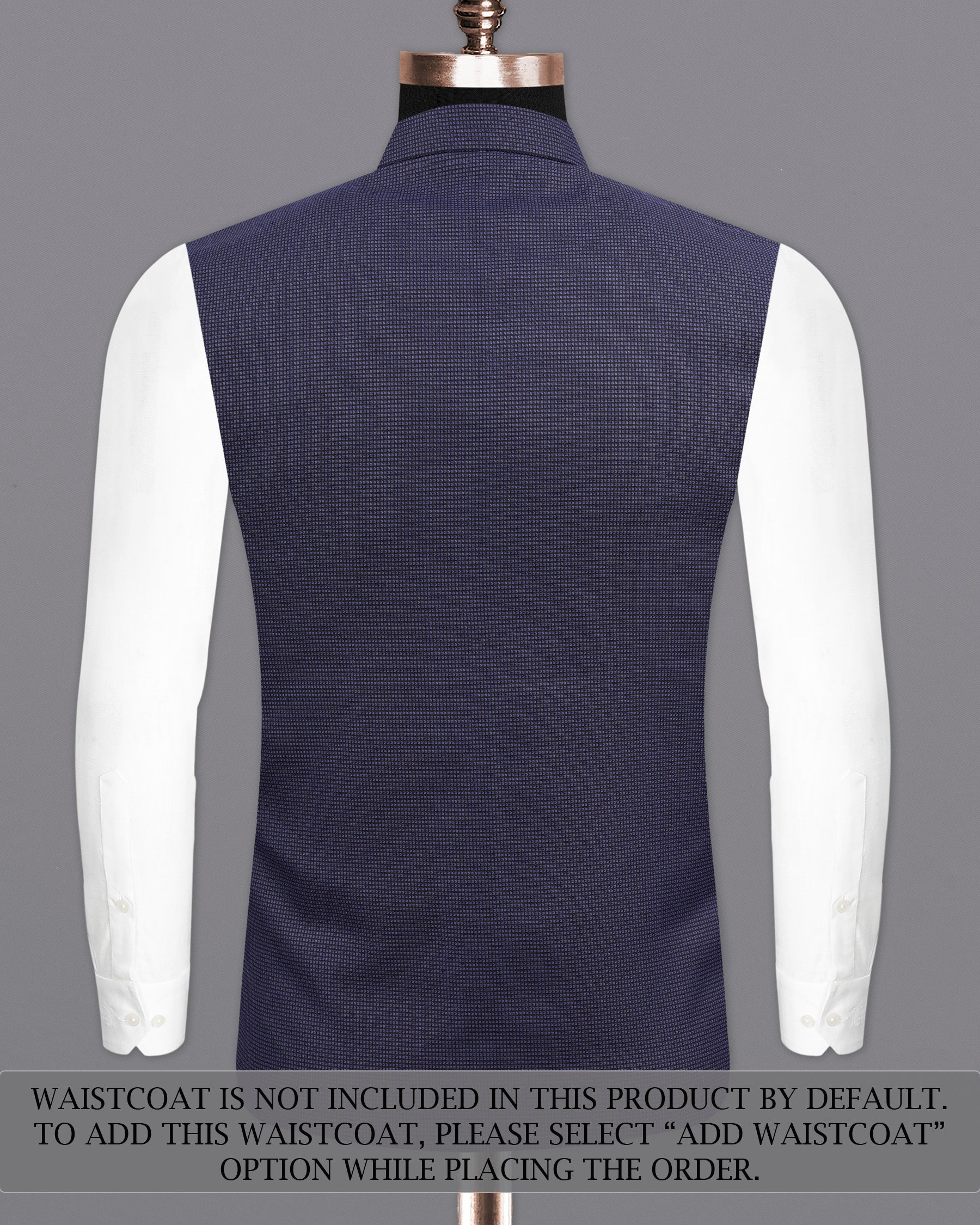 Ebony Clay Blue Cross Placket Bandhgala Suit
