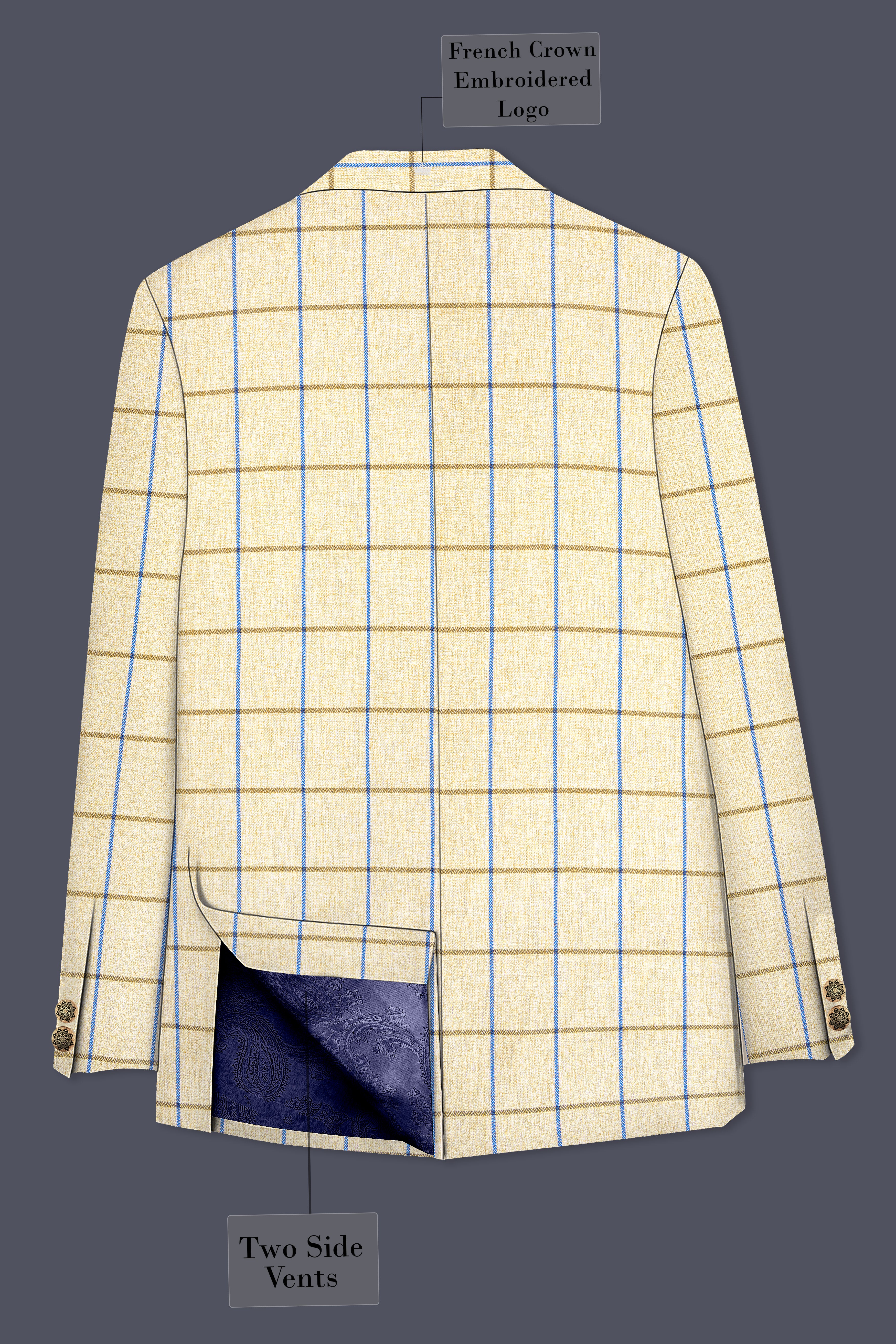 Mushroom Light Brown Checkered Bandhgala Suit