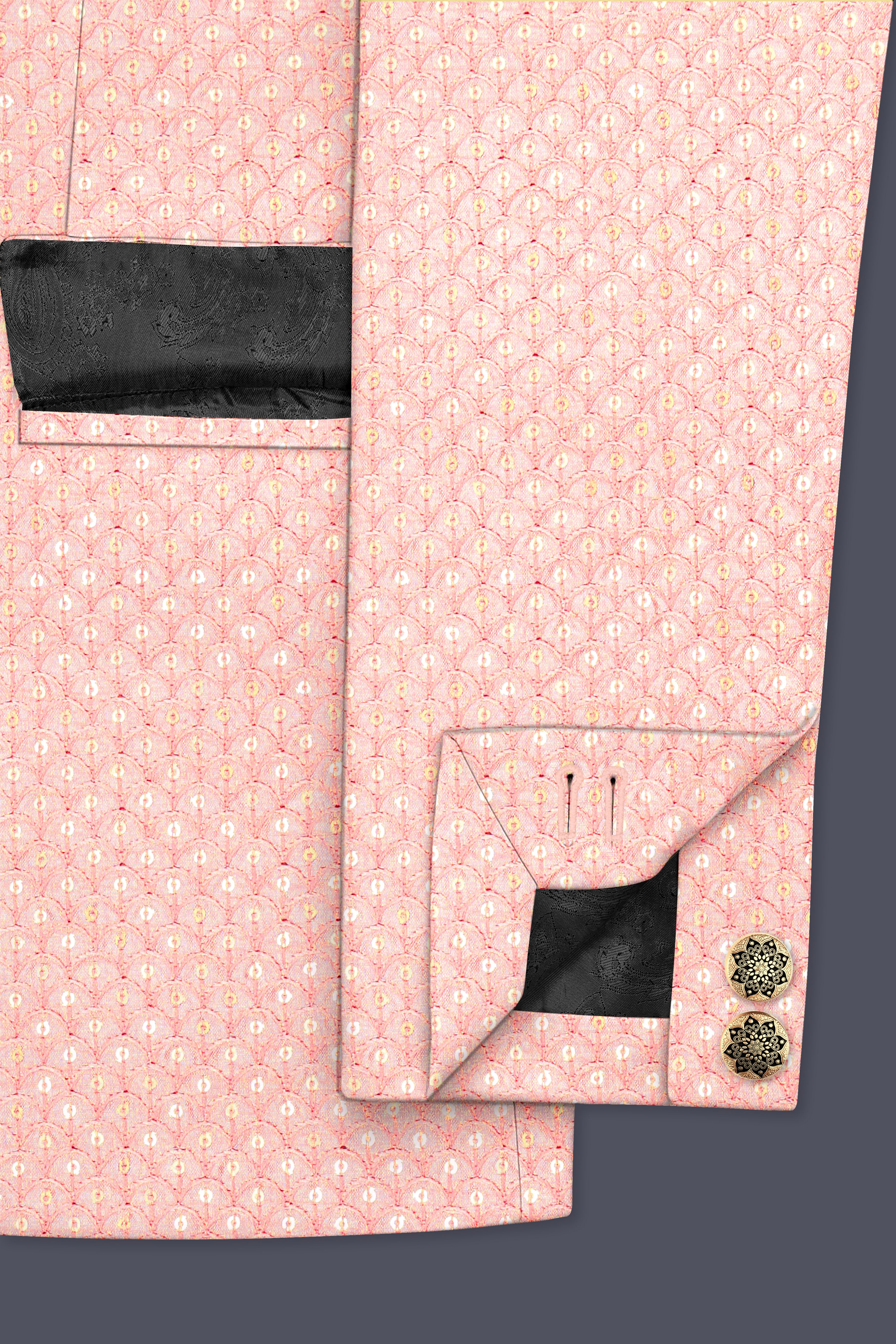 Pastel Pink Cotton Thread Heavy Embroidered Bandhgala Designer Suit