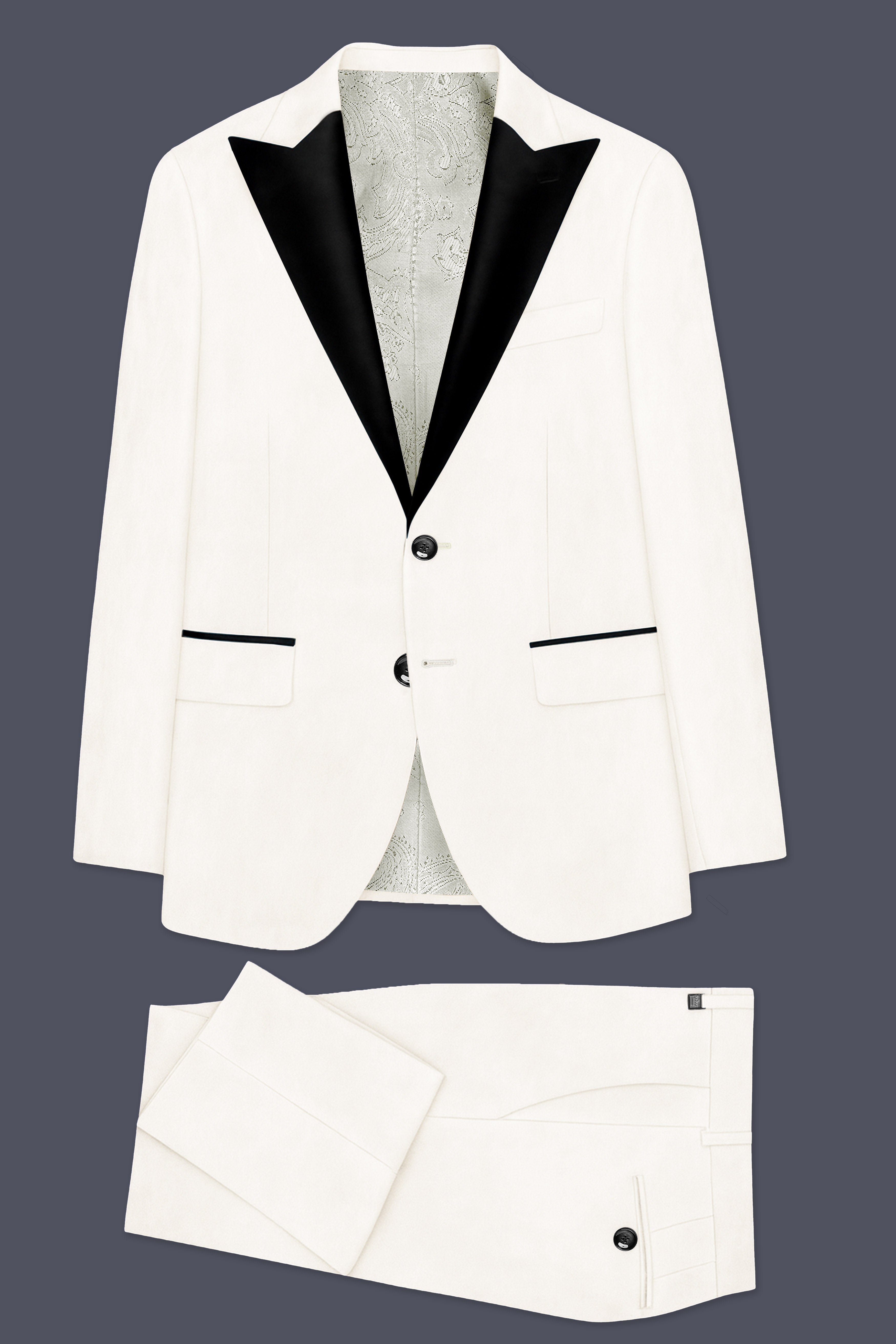 Bright White Single Breasted Premium Velvet Designer Suit