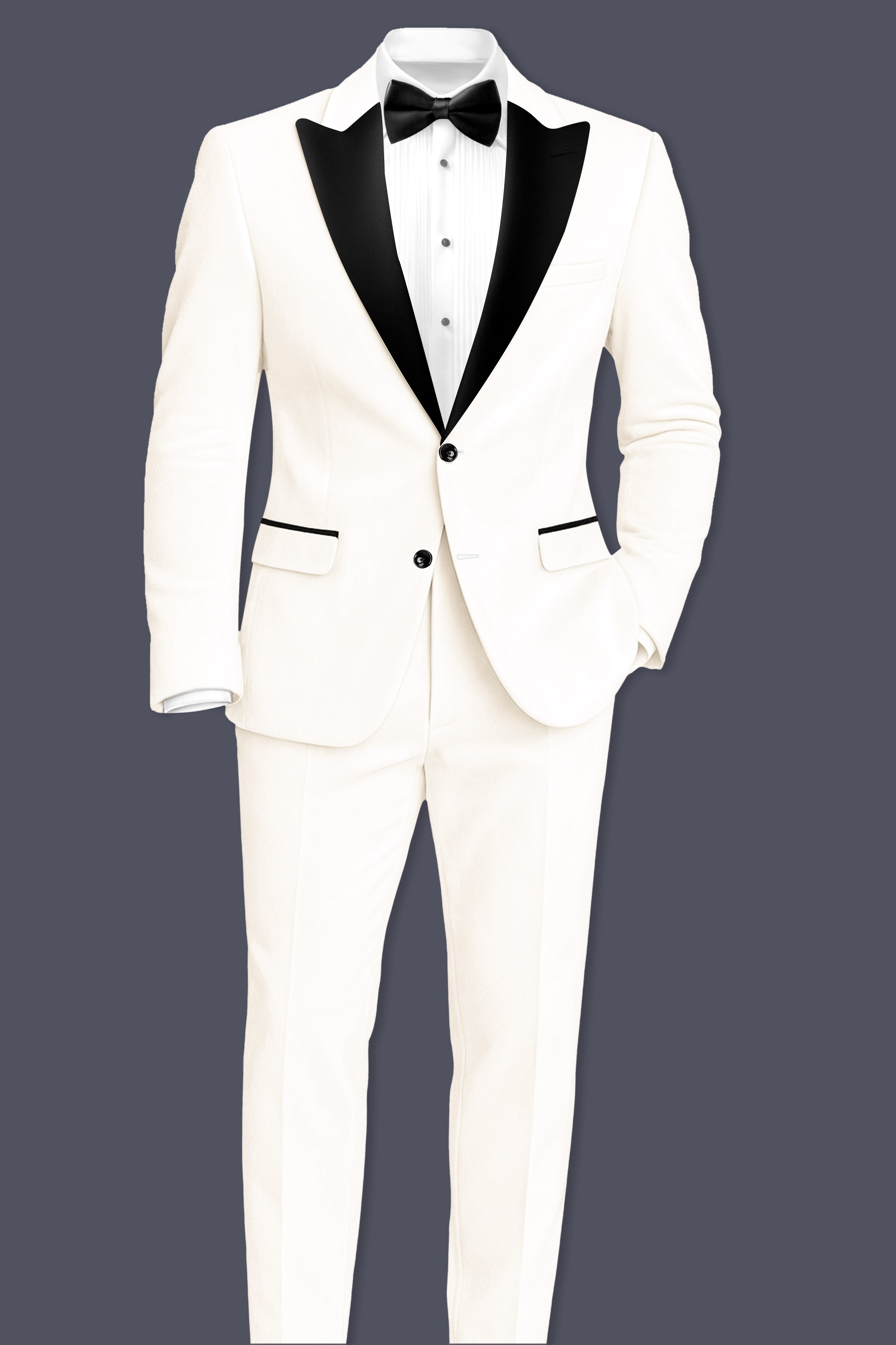 Bright White Single Breasted Premium Velvet Designer Suit