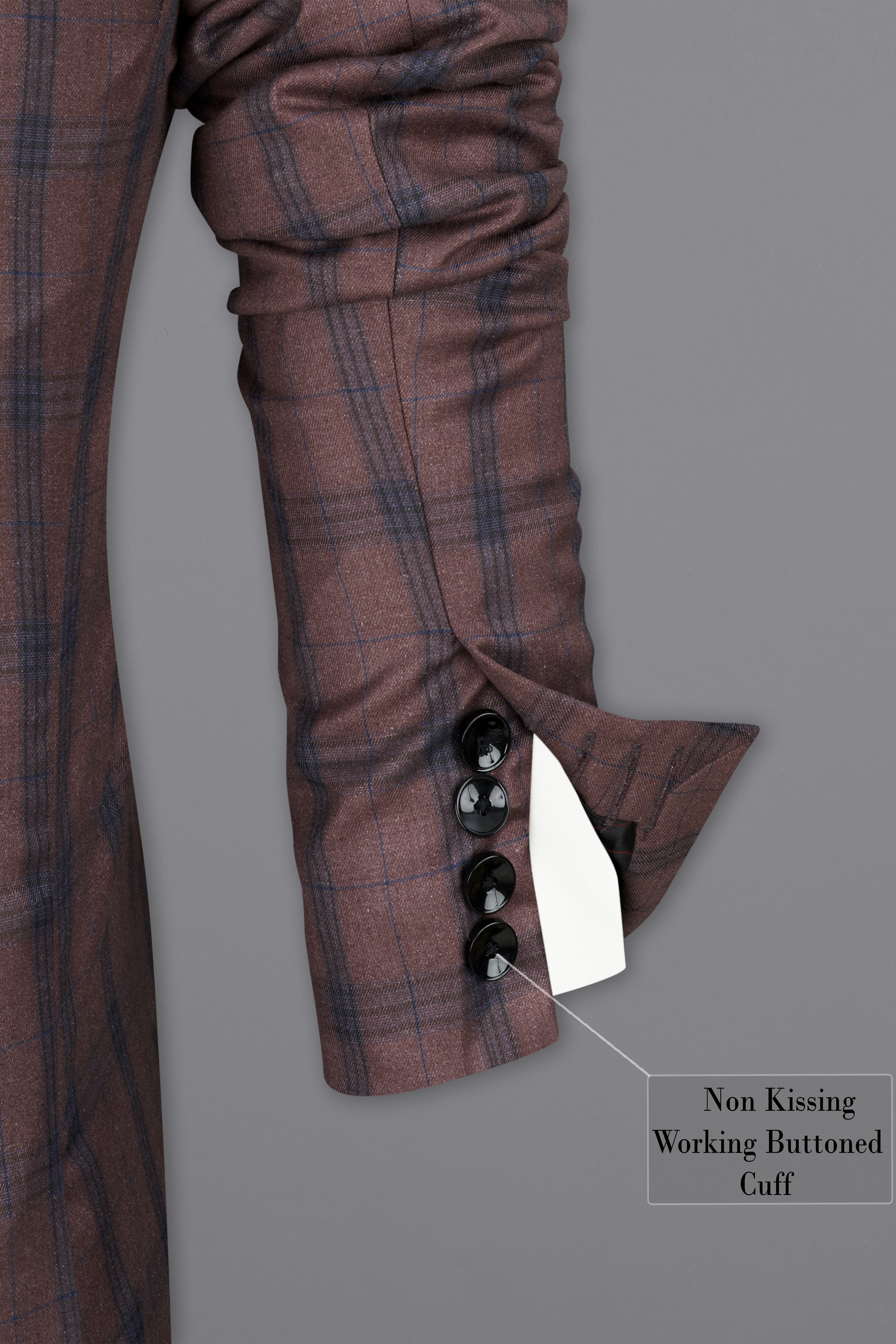 Taupe Brown Plaid Single Breasted Suit