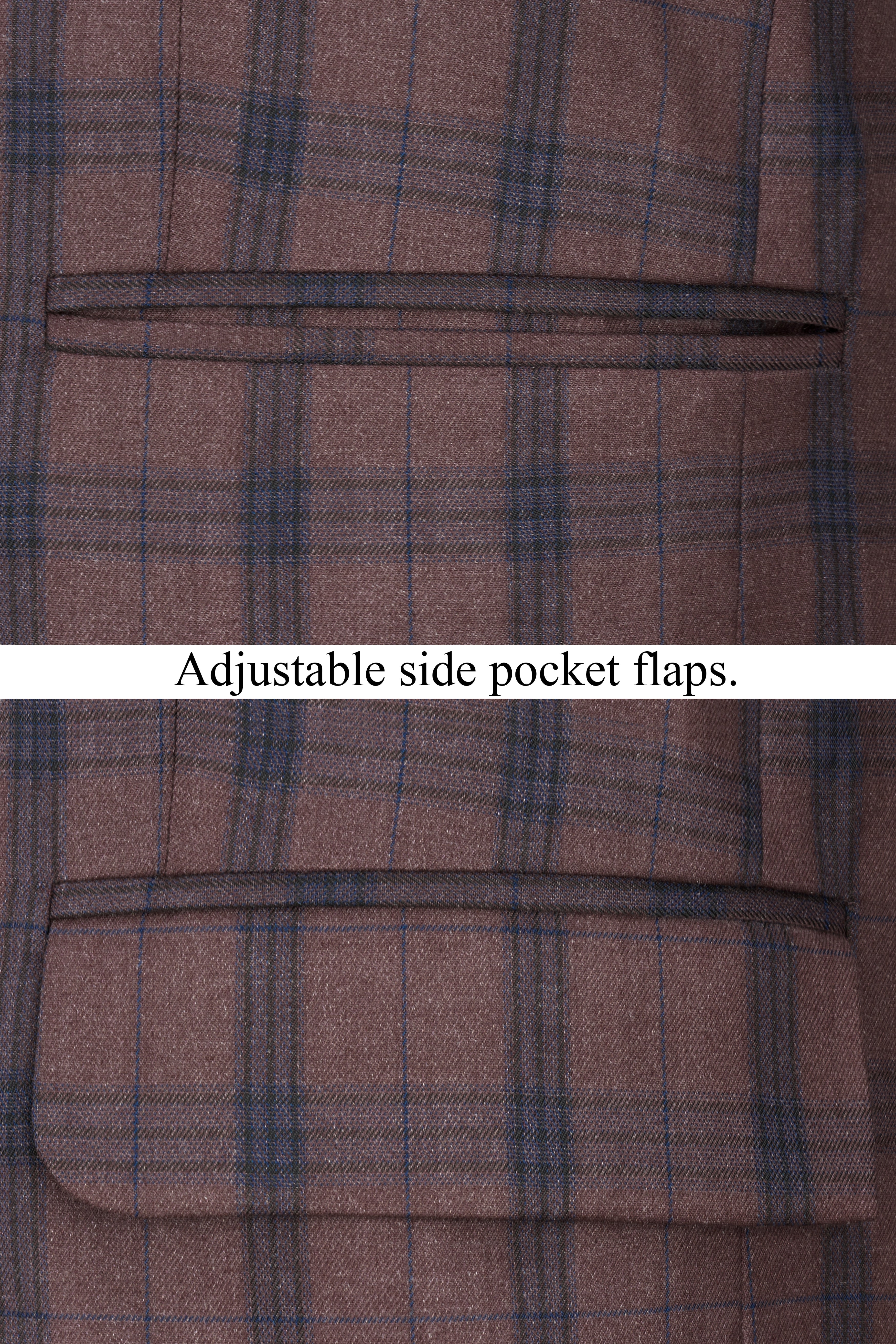 Taupe Brown Plaid Single Breasted Suit