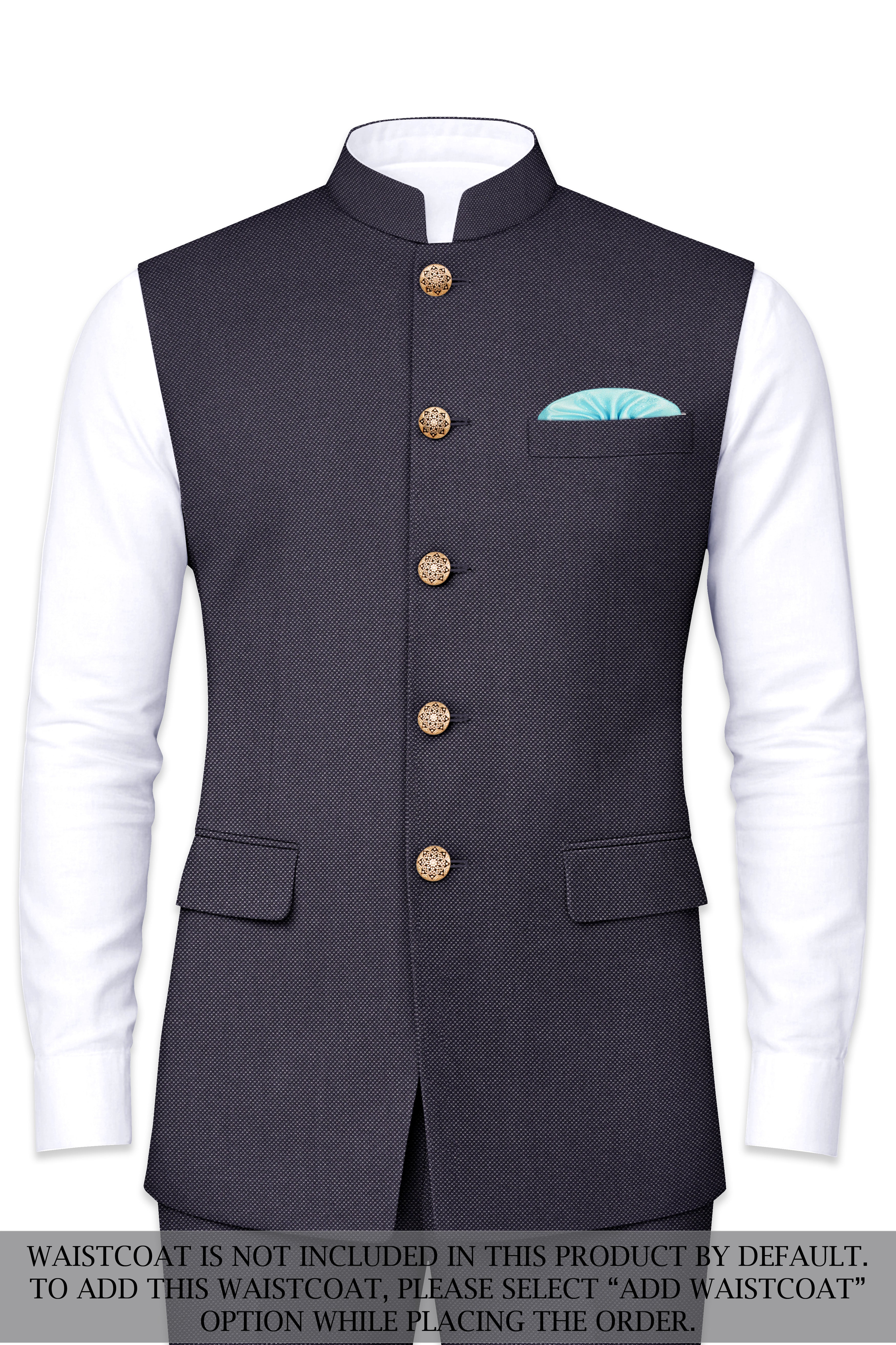 Fuscous Gray Cross Placket Bandhgala Suit