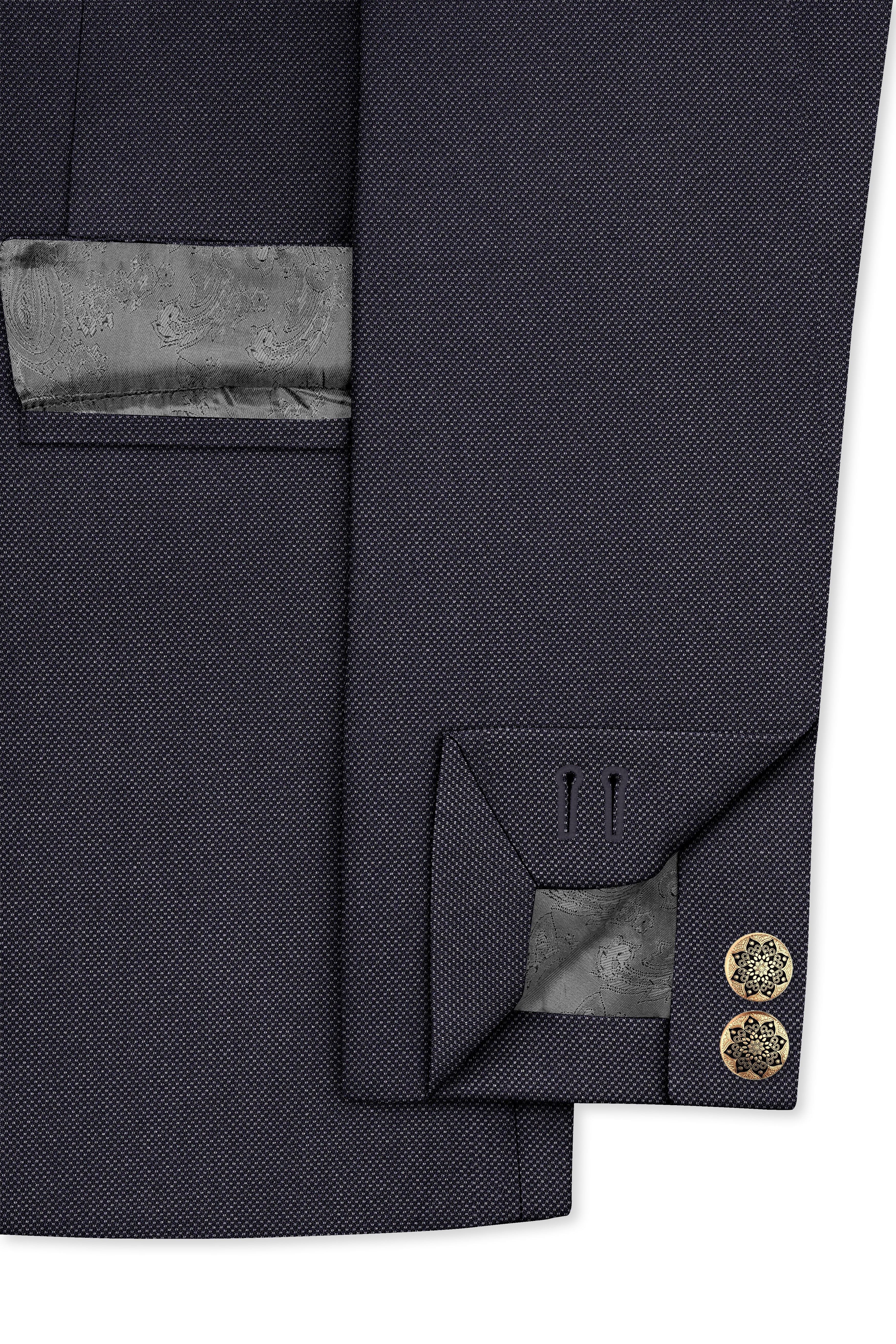 Fuscous Gray Cross Placket Bandhgala Suit