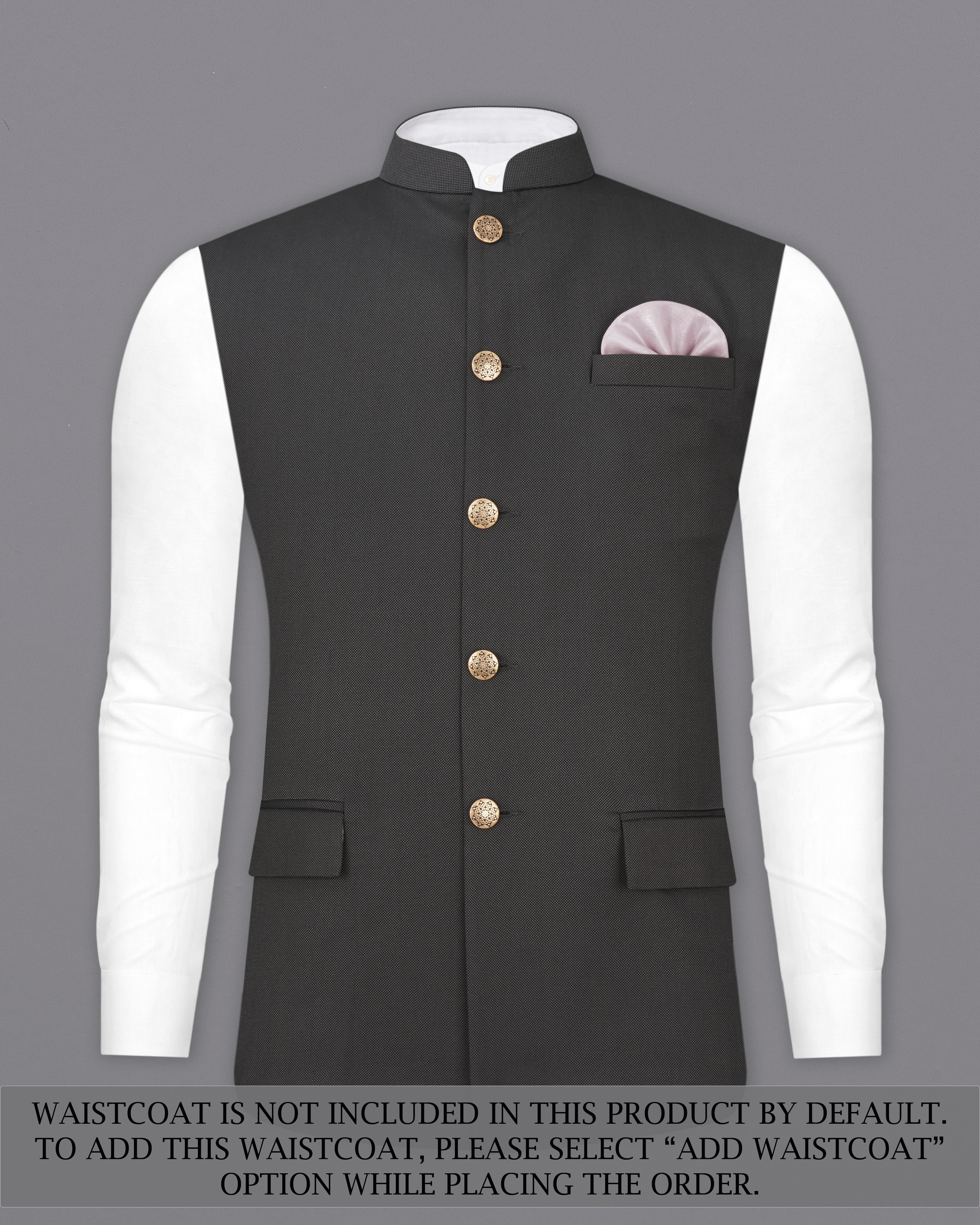 Fuscous Gray Cross Placket Bandhgala Suit