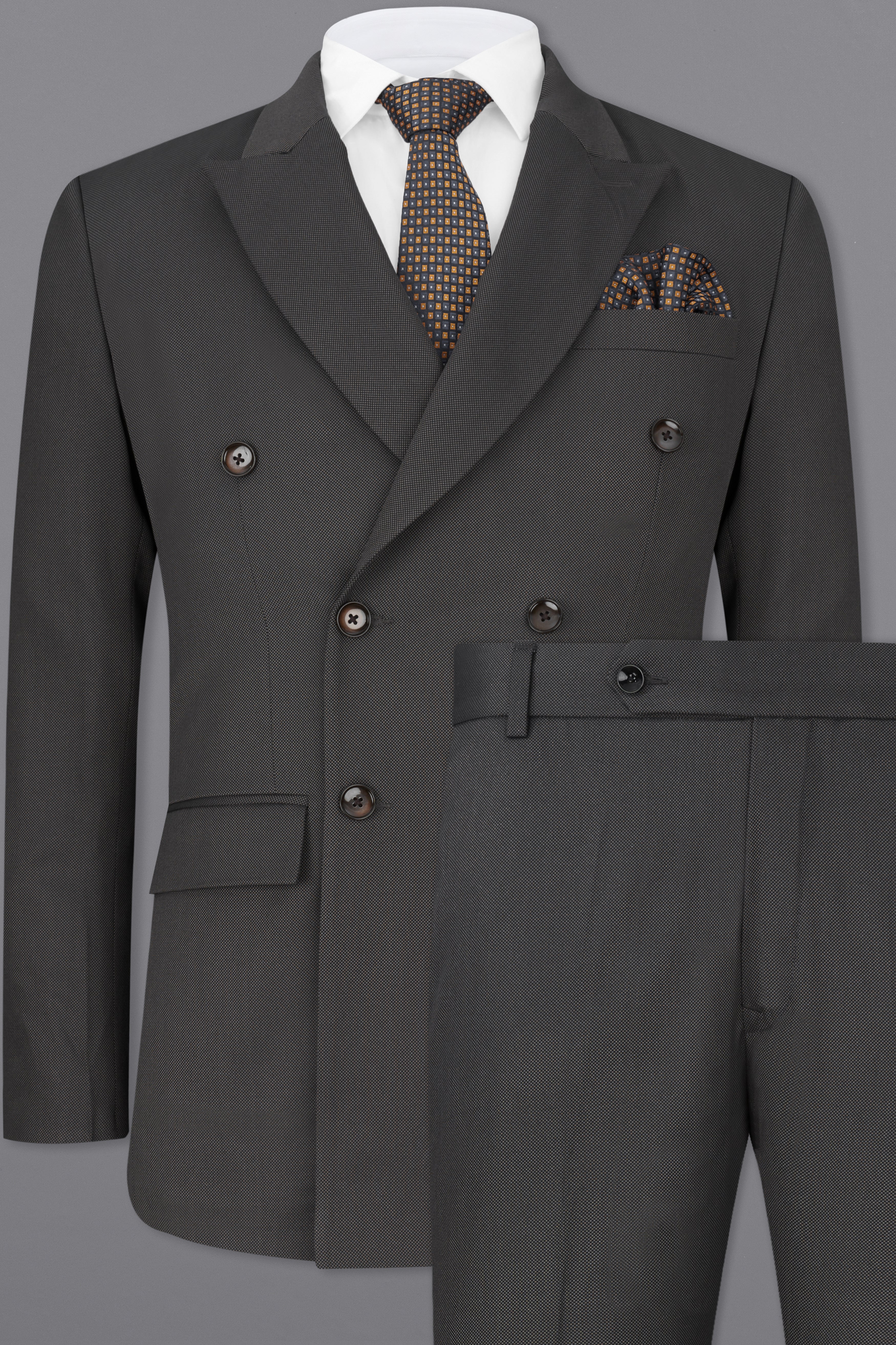 Fuscous Grey Double Breasted Suit ST2285-DB-36, ST2285-DB-38, ST2285-DB-40, ST2285-DB-42, ST2285-DB-44, ST2285-DB-46, ST2285-DB-48, ST2285-DB-50, ST2285-DB-52, ST2285-DB-54, ST2285-DB-56, ST2285-DB-58, ST2285-DB-60