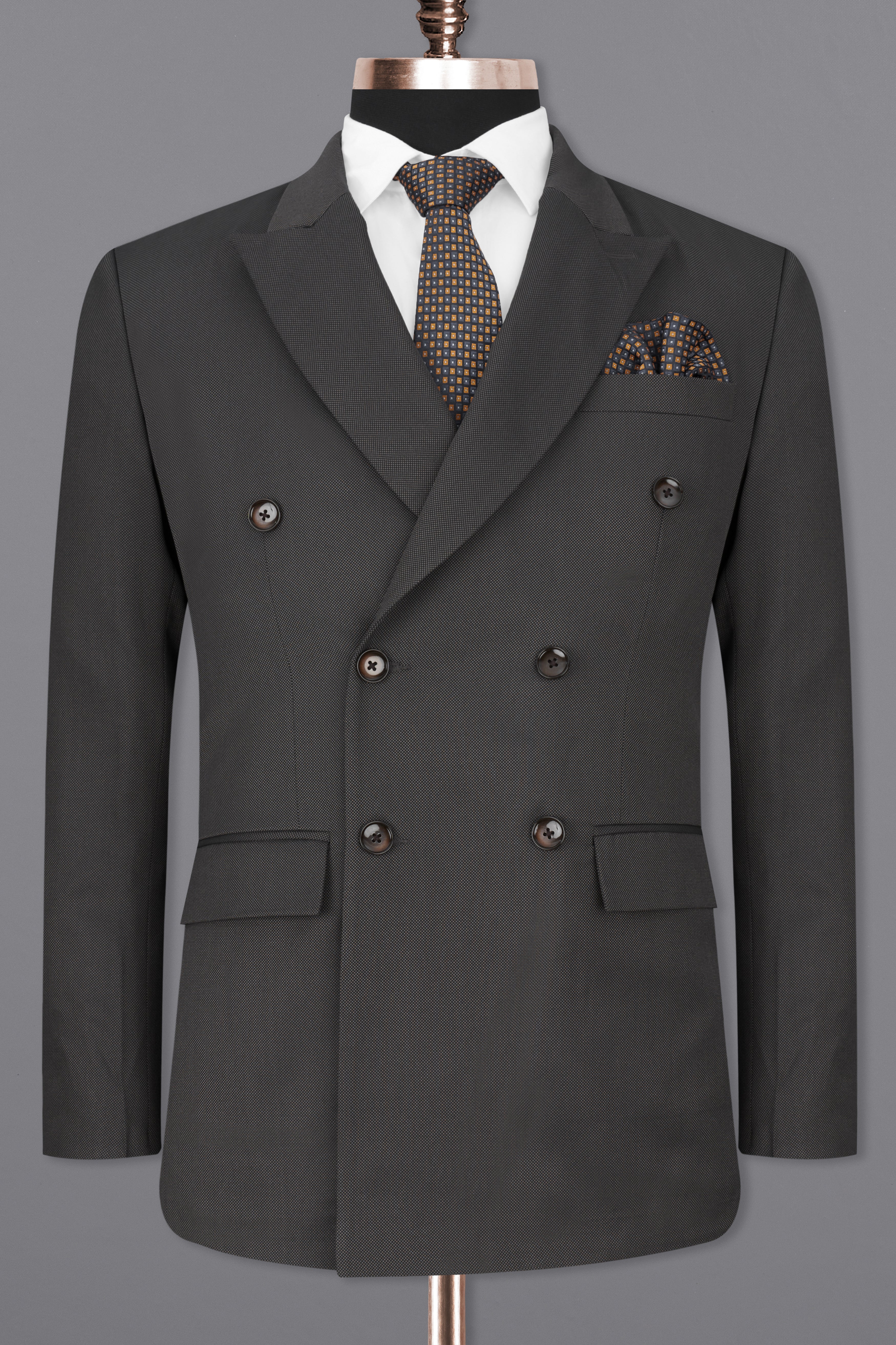 Fuscous Grey Double Breasted Suit ST2285-DB-36, ST2285-DB-38, ST2285-DB-40, ST2285-DB-42, ST2285-DB-44, ST2285-DB-46, ST2285-DB-48, ST2285-DB-50, ST2285-DB-52, ST2285-DB-54, ST2285-DB-56, ST2285-DB-58, ST2285-DB-60