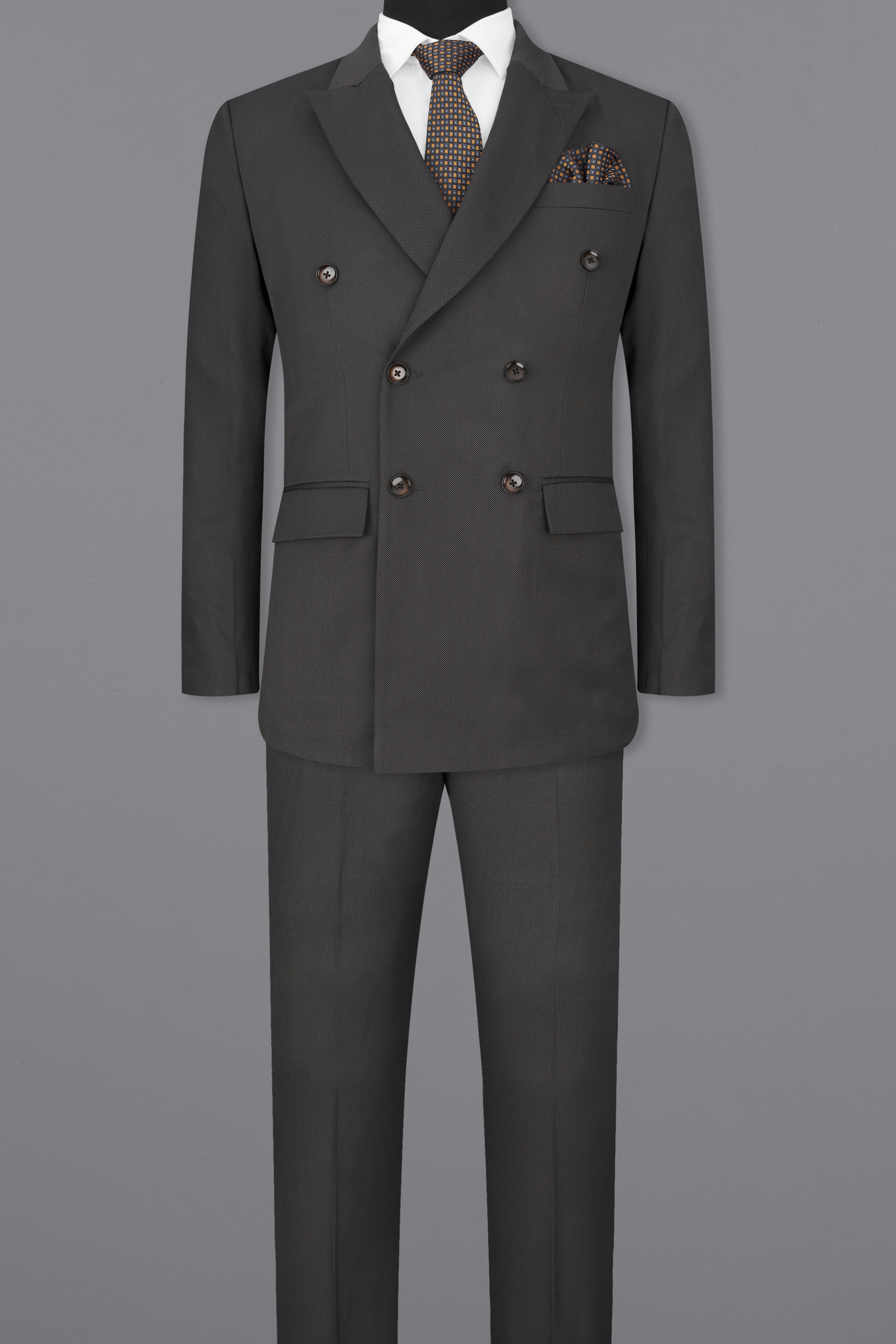 Fuscous Grey Double Breasted Suit ST2285-DB-36, ST2285-DB-38, ST2285-DB-40, ST2285-DB-42, ST2285-DB-44, ST2285-DB-46, ST2285-DB-48, ST2285-DB-50, ST2285-DB-52, ST2285-DB-54, ST2285-DB-56, ST2285-DB-58, ST2285-DB-60