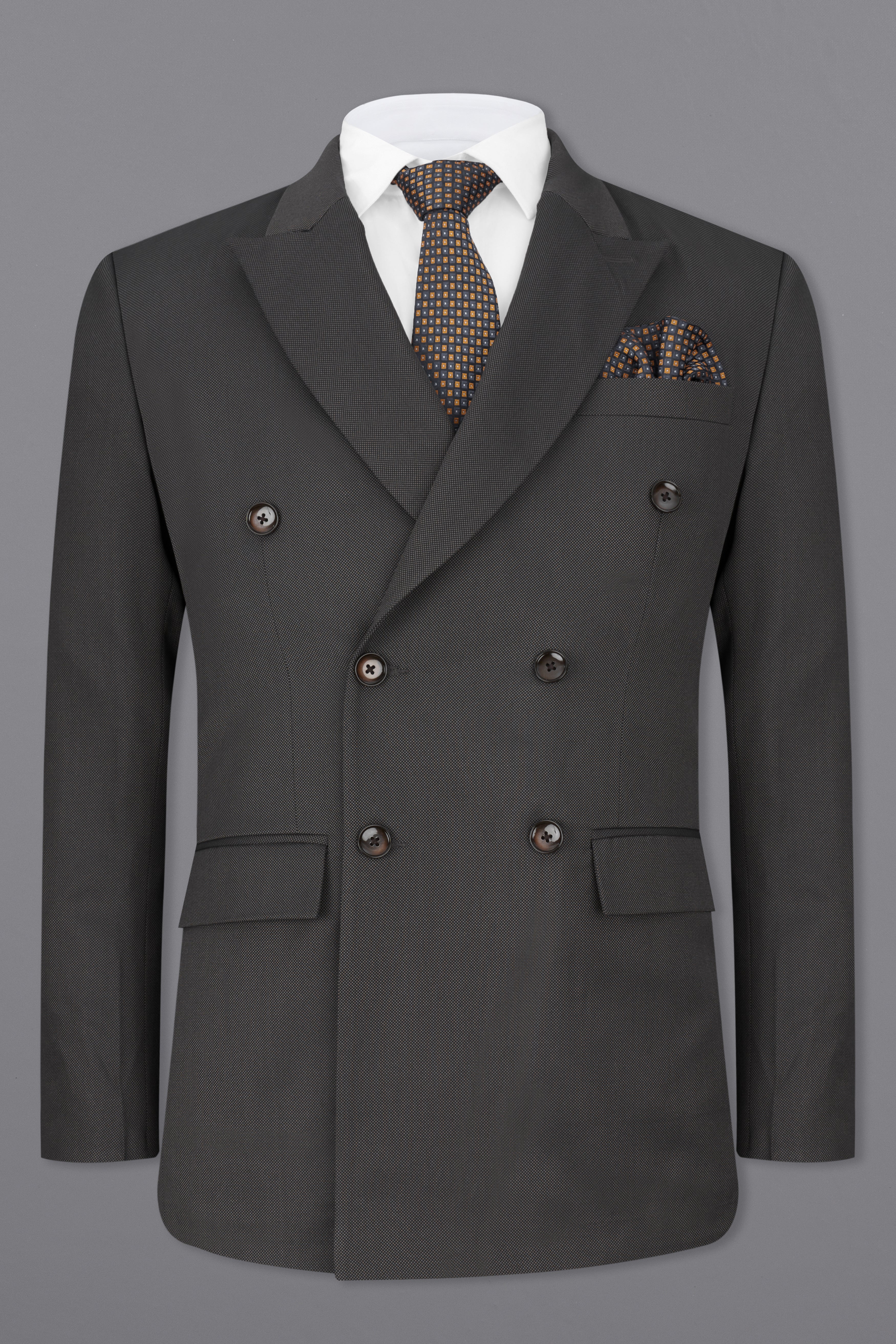 Fuscous Grey Double Breasted Suit ST2285-DB-36, ST2285-DB-38, ST2285-DB-40, ST2285-DB-42, ST2285-DB-44, ST2285-DB-46, ST2285-DB-48, ST2285-DB-50, ST2285-DB-52, ST2285-DB-54, ST2285-DB-56, ST2285-DB-58, ST2285-DB-60