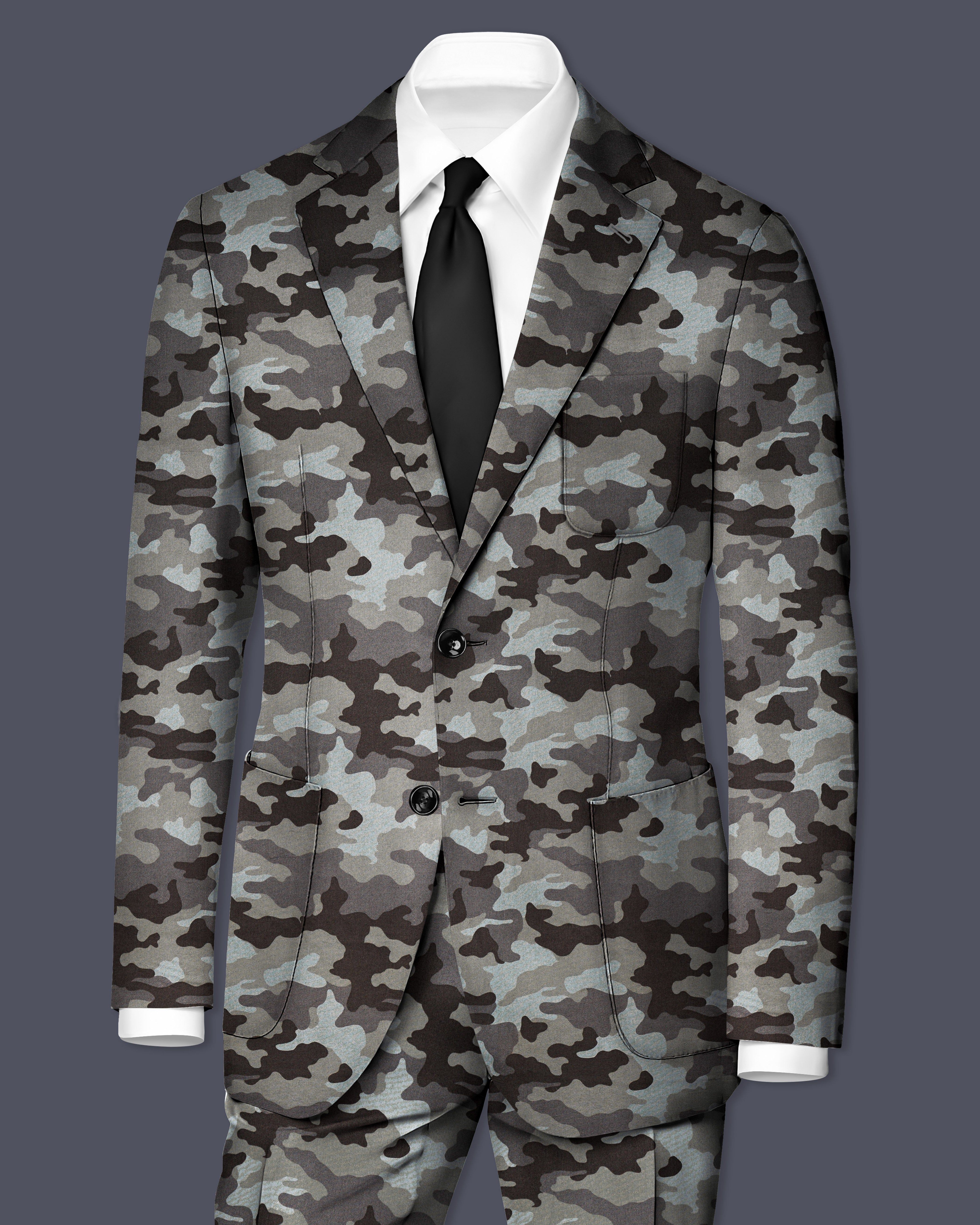 Gravel Gray with Iridium Brown Camouflage Premium Cotton Designer Sports Suit