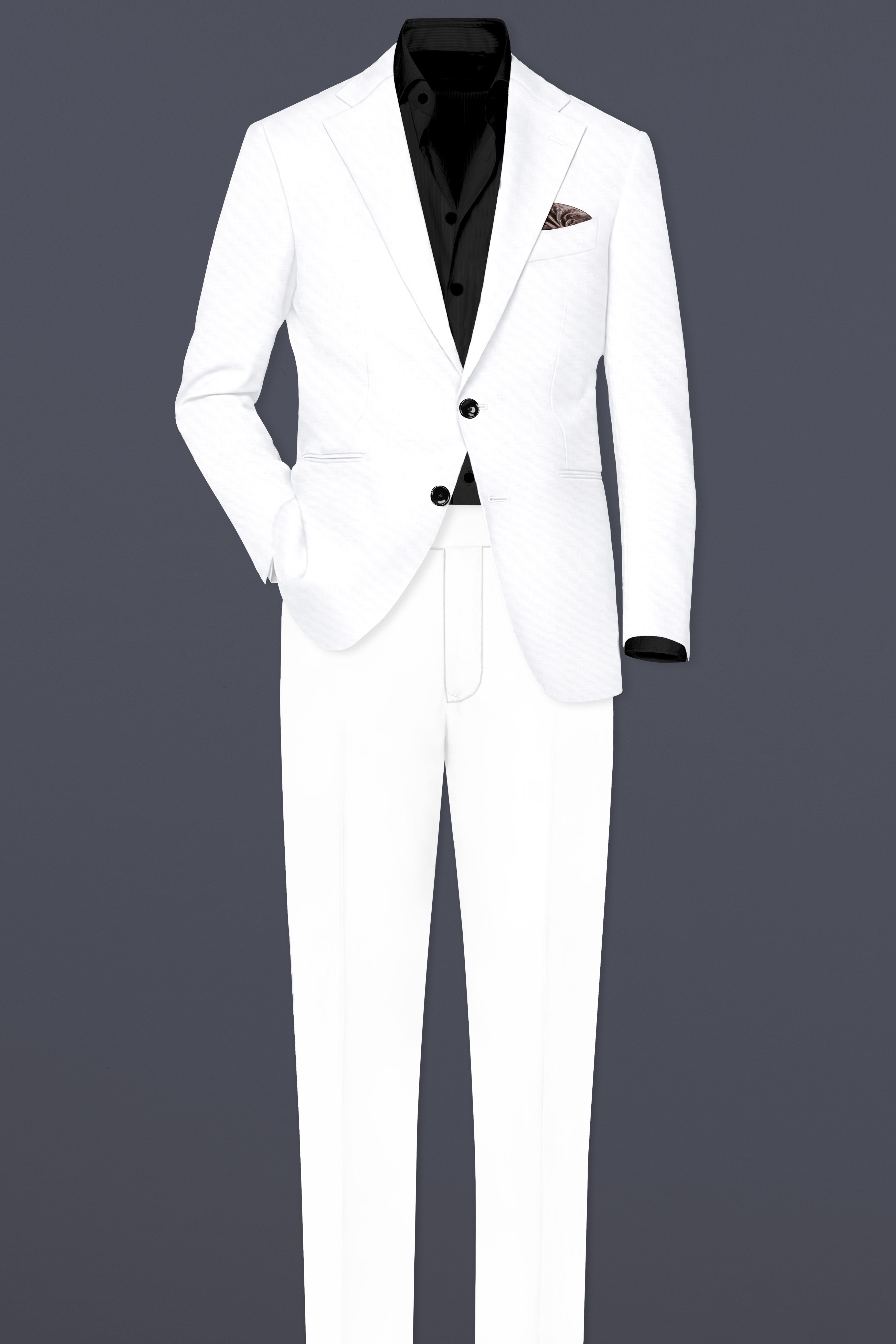 Bright White Luxurious Linen Suit