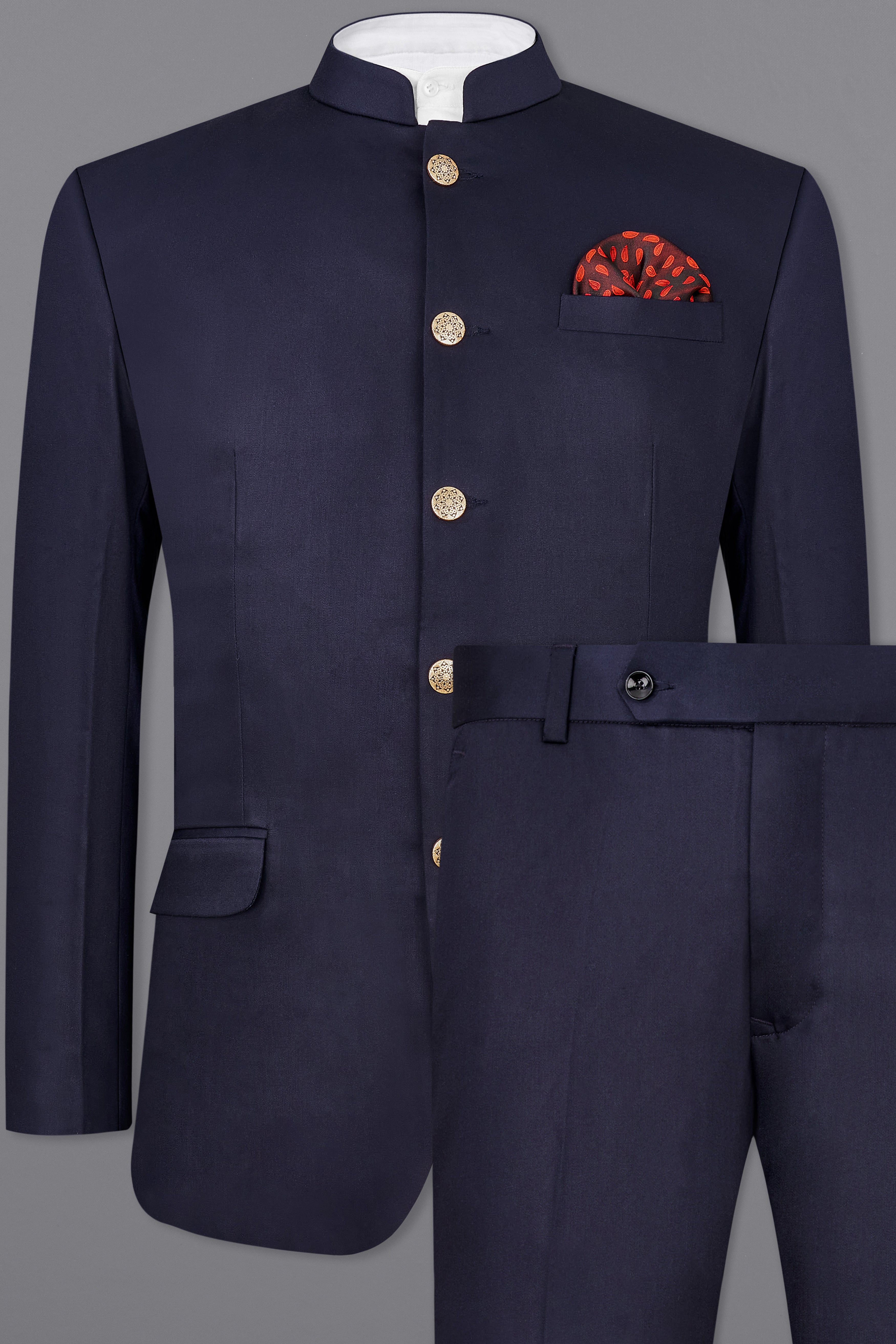 Blue Subtle Sheen Bandhgala Suit