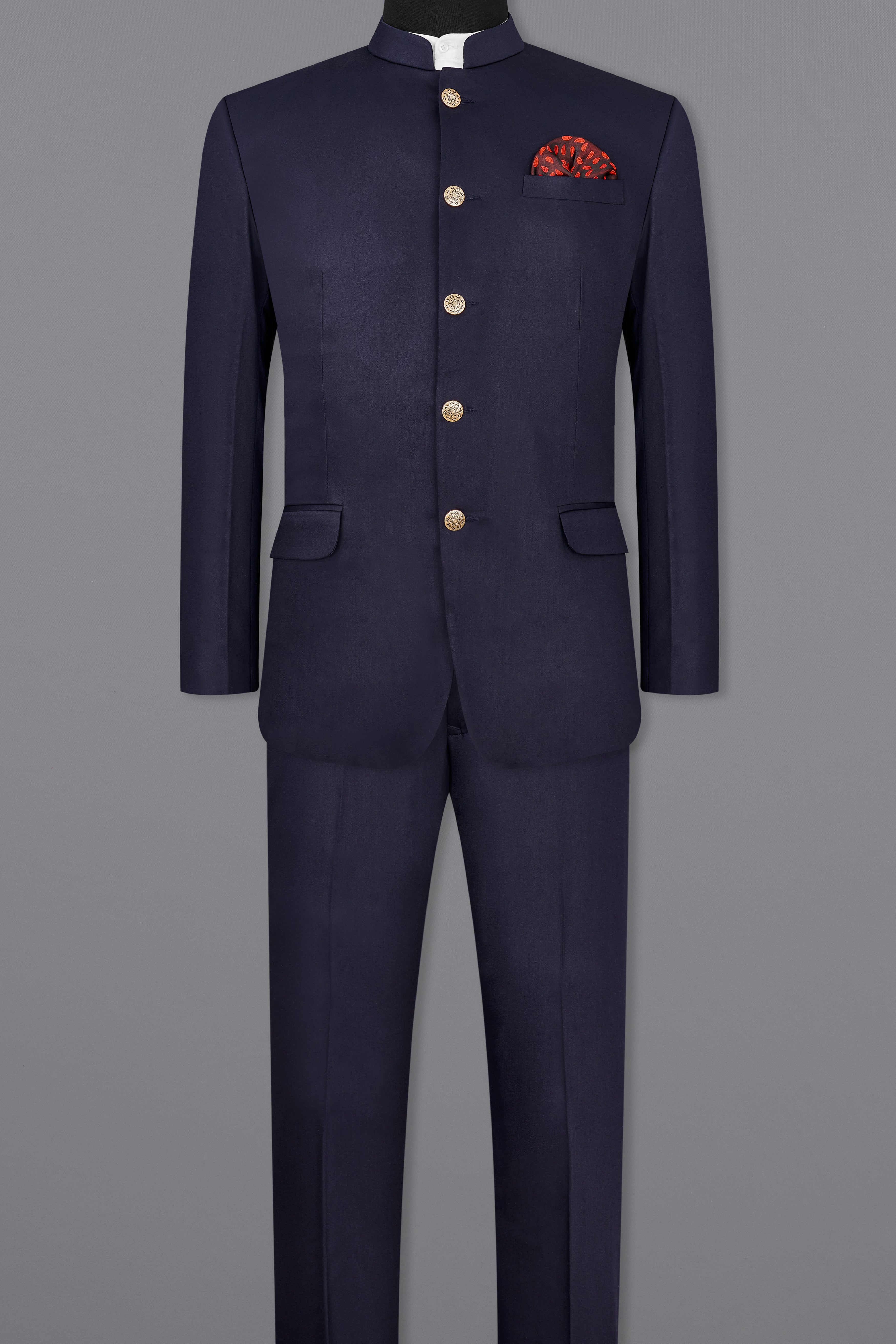 Blue Subtle Sheen Bandhgala Suit