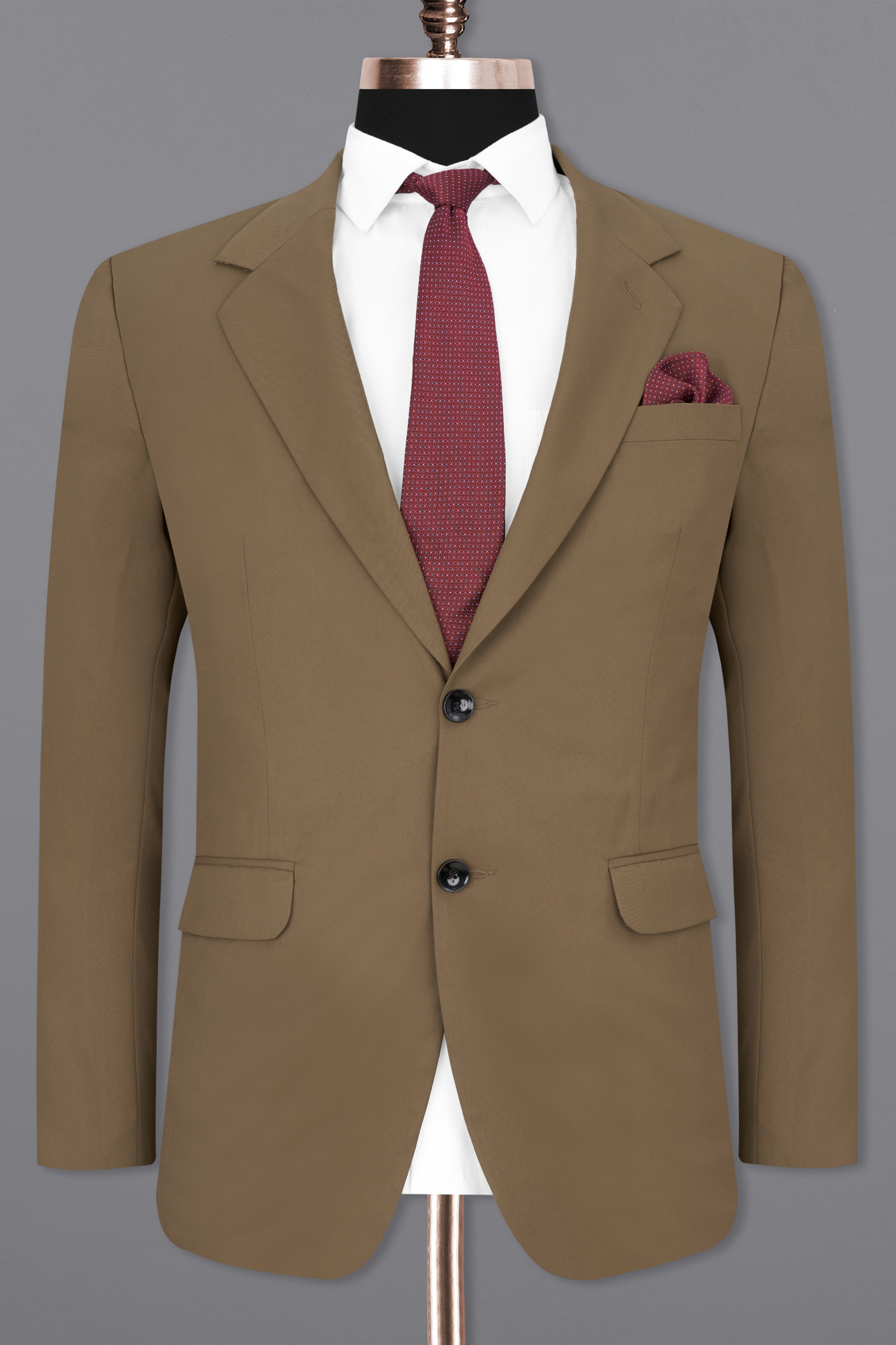 Khaki Brown Single Breasted Suit