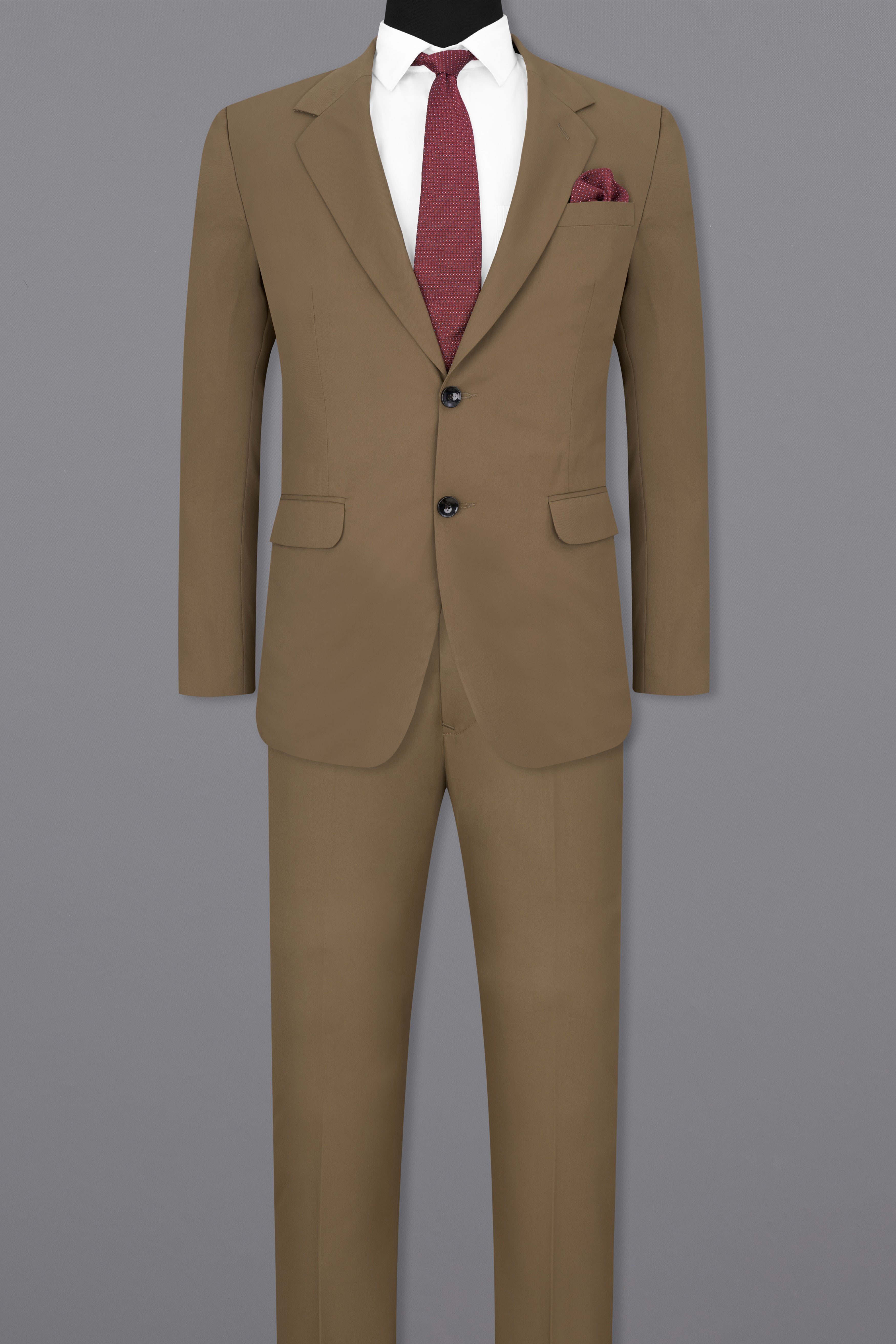 Khaki Brown Single Breasted Suit