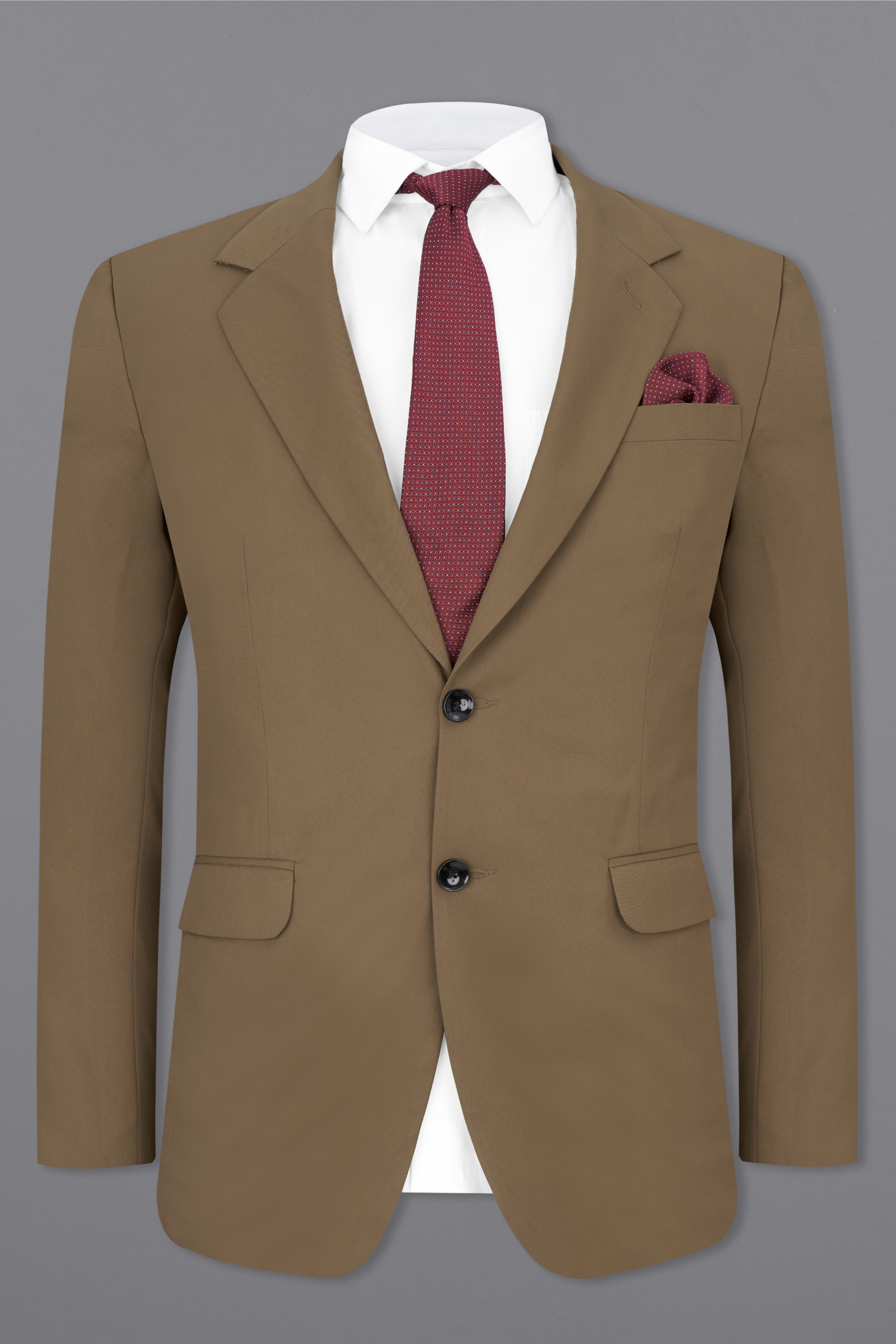 Khaki Brown Single Breasted Suit