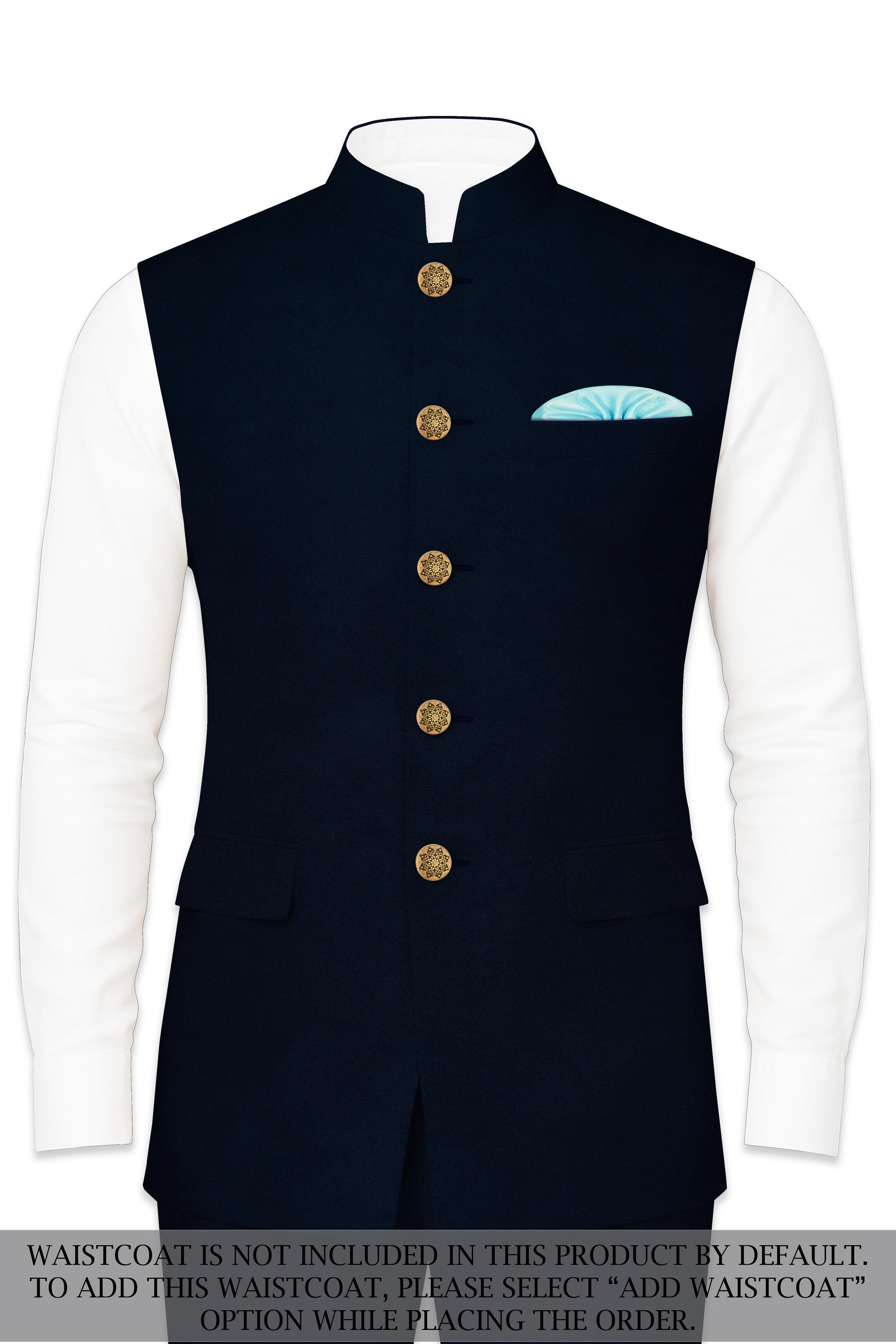 Baltic Sea Blue Premium Cotton Bandhgala Suit