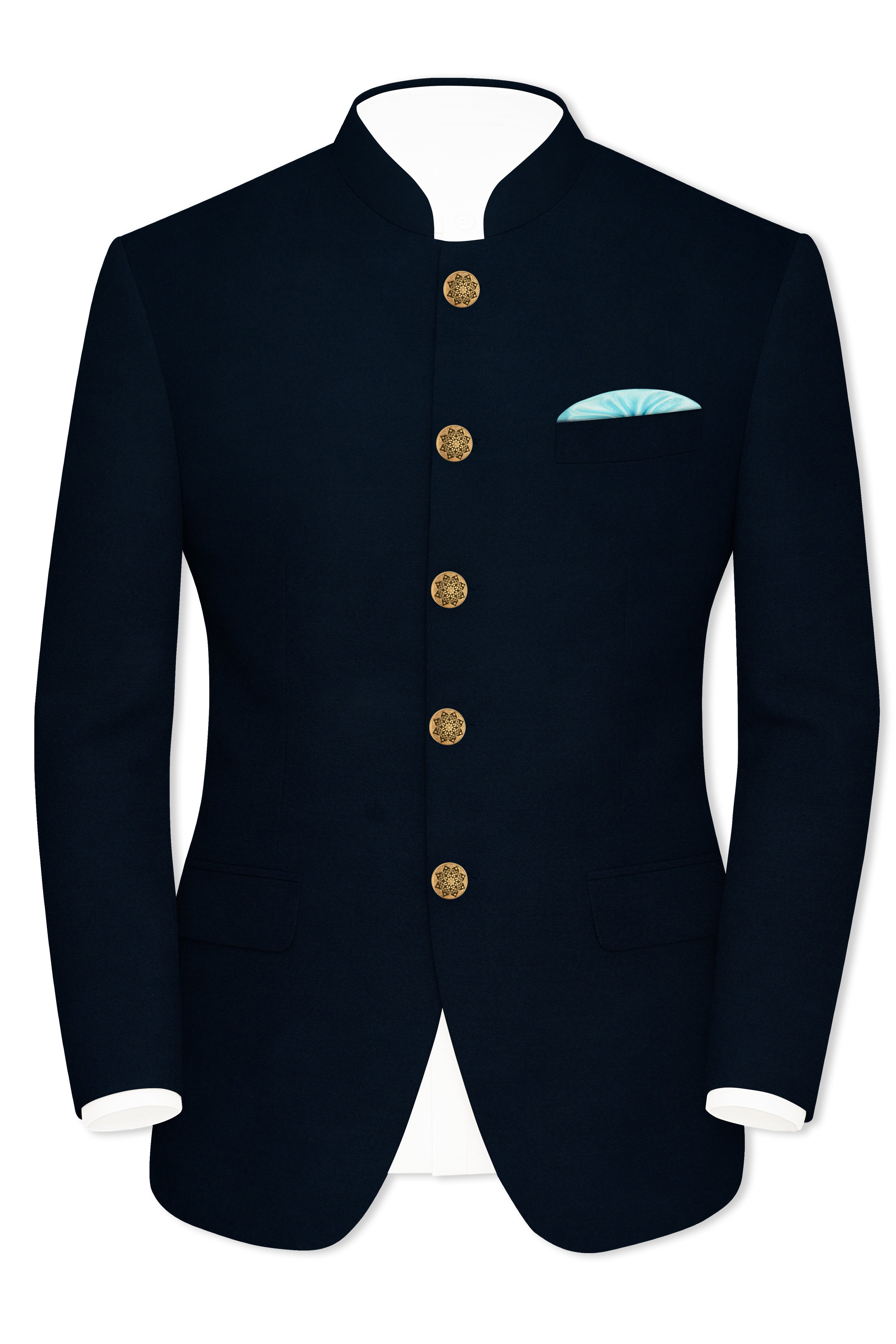 Baltic Sea Blue Premium Cotton Bandhgala Suit