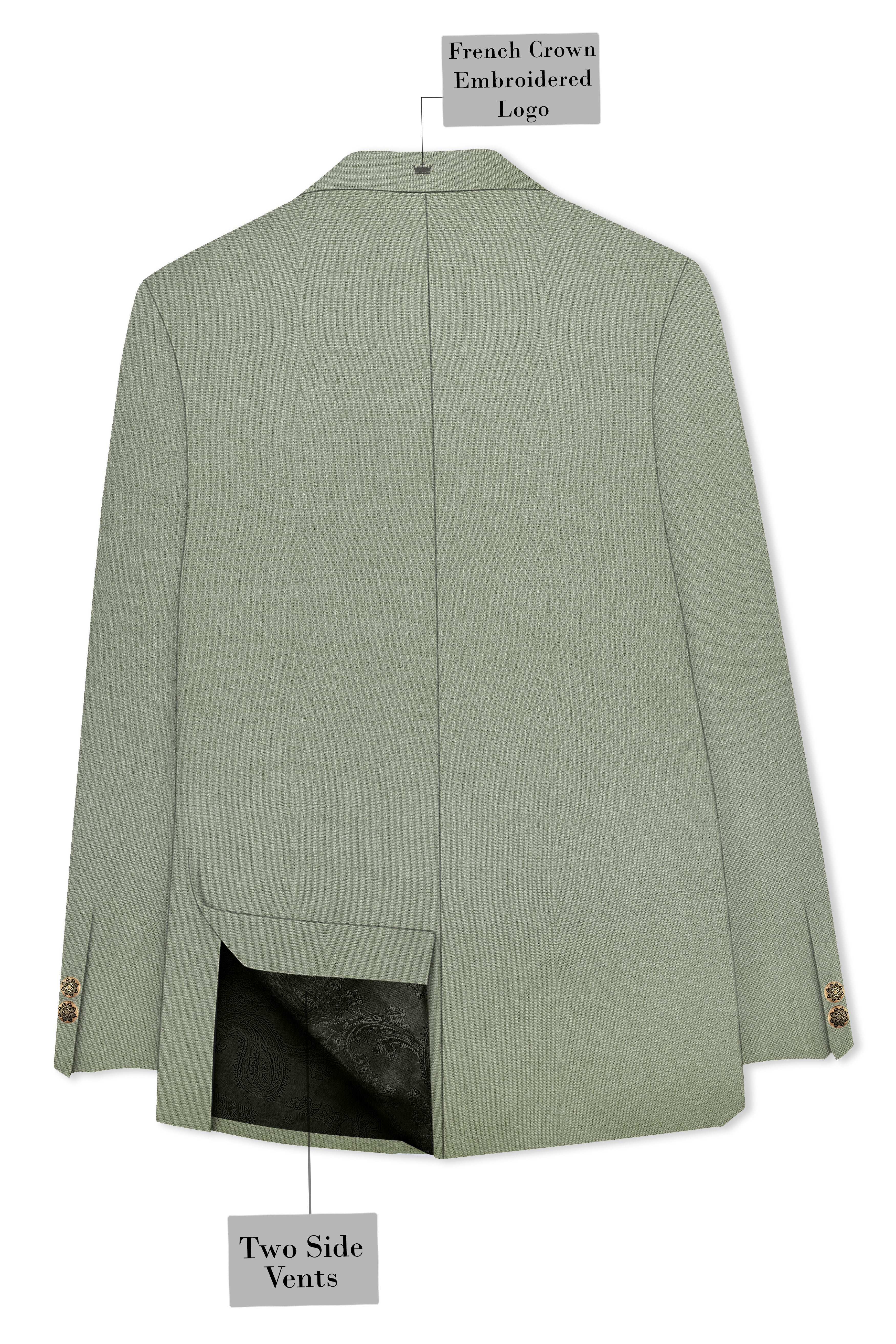 Sandstone Green Cross Placket Bandhgala Suit