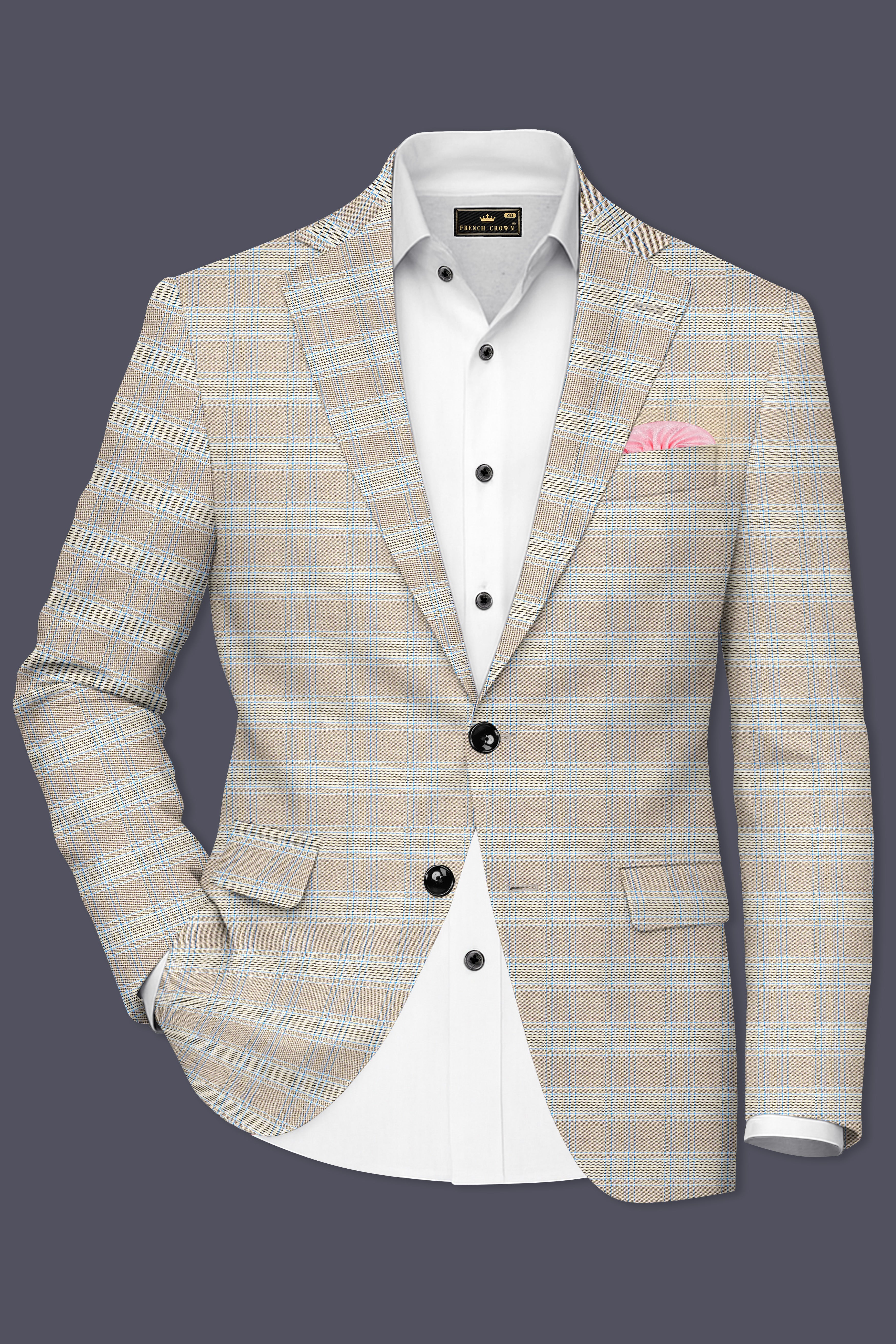 Sandrift Brown with Persian Blue Plaid Single Breasted Suit