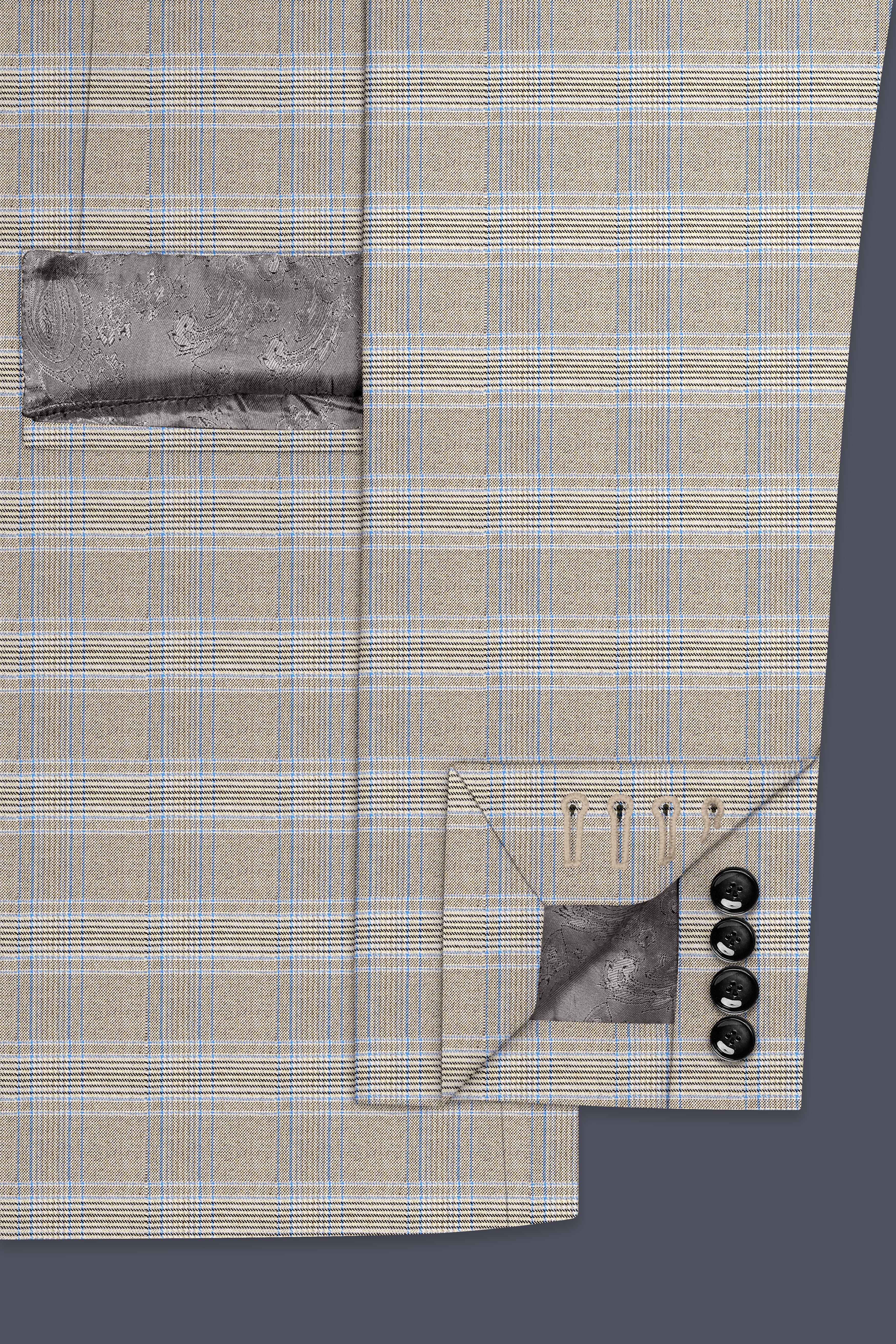 Sandrift Brown with Persian Blue Plaid Single Breasted Suit