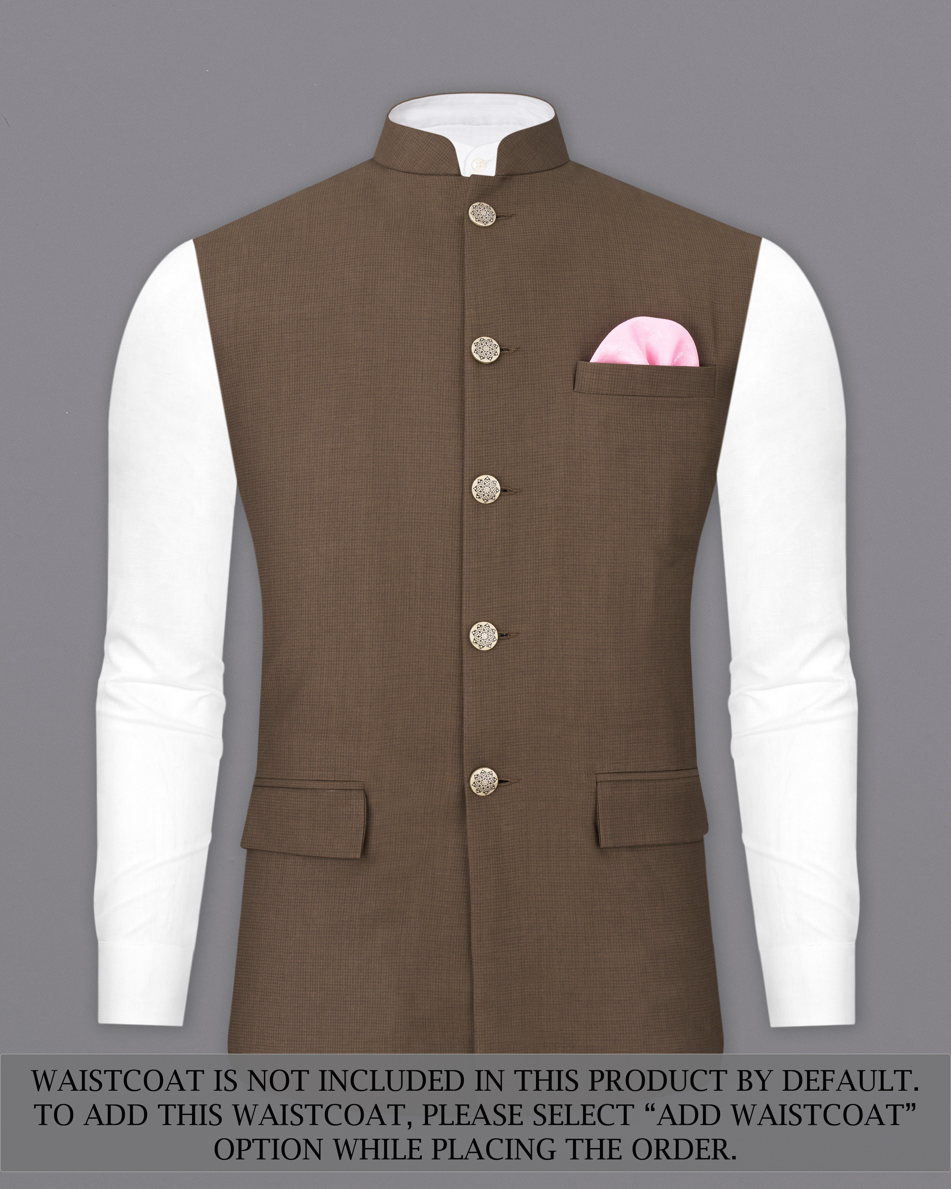Judge Brown Cross Placket Bandhgala Suit