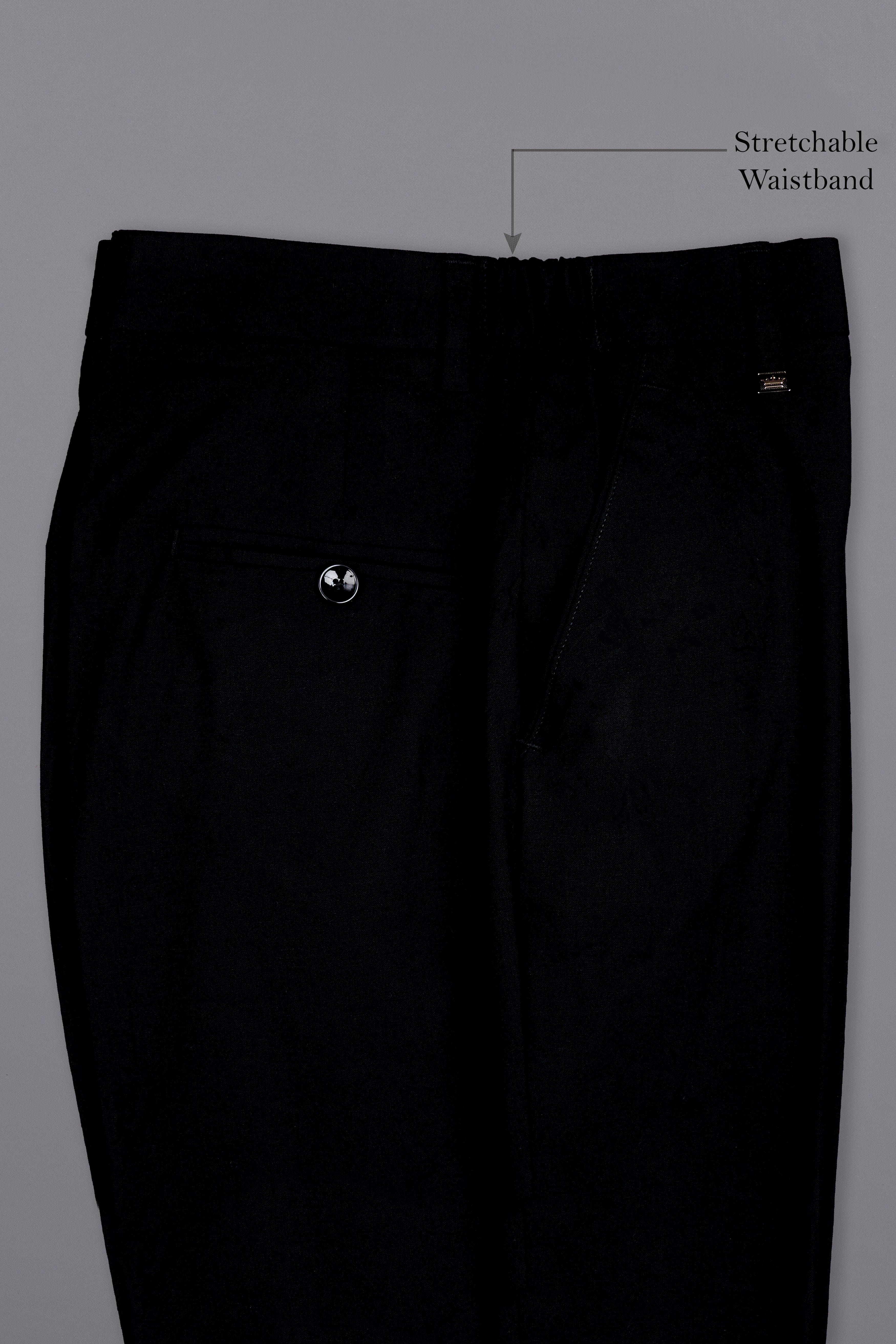 Noirex-Korean Black ( The Best Black We Have ) with Gray 4-Way Stretch Wrinkle-Free Single Breasted Designer Suit