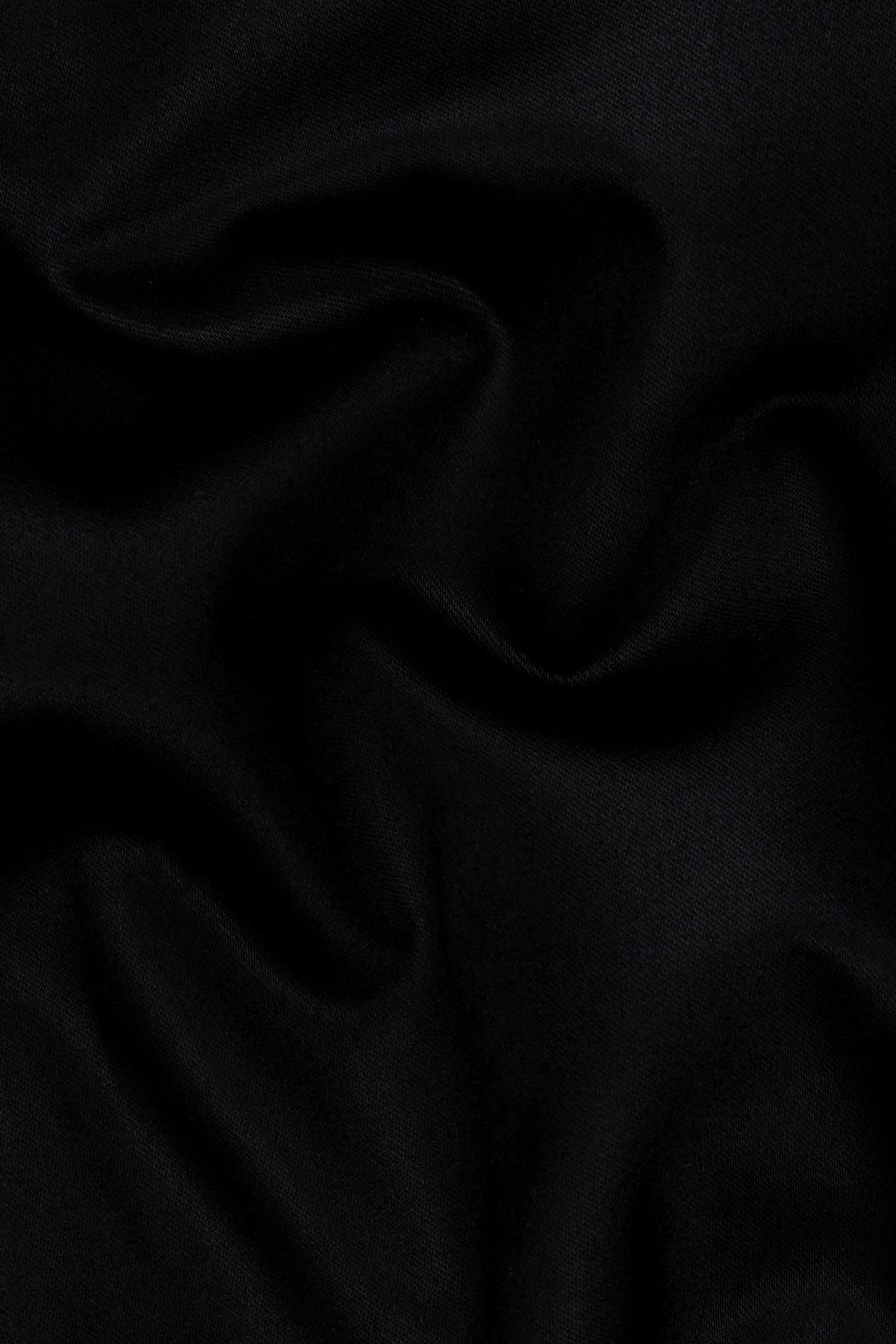Jade Black Stretchable Wool Rich Bandhgala Designer Suit