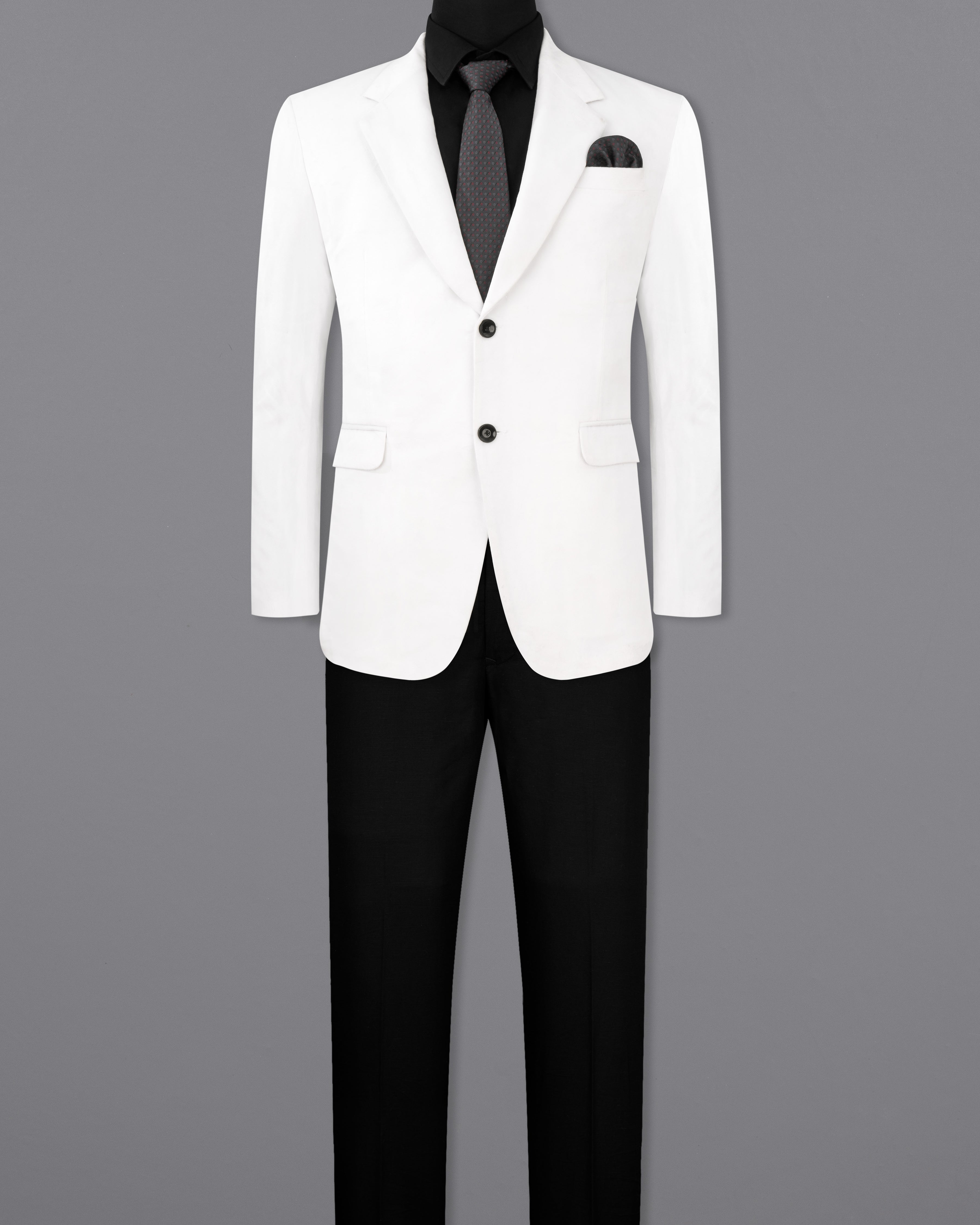 Rhino White Single Breasted Velvet Suit