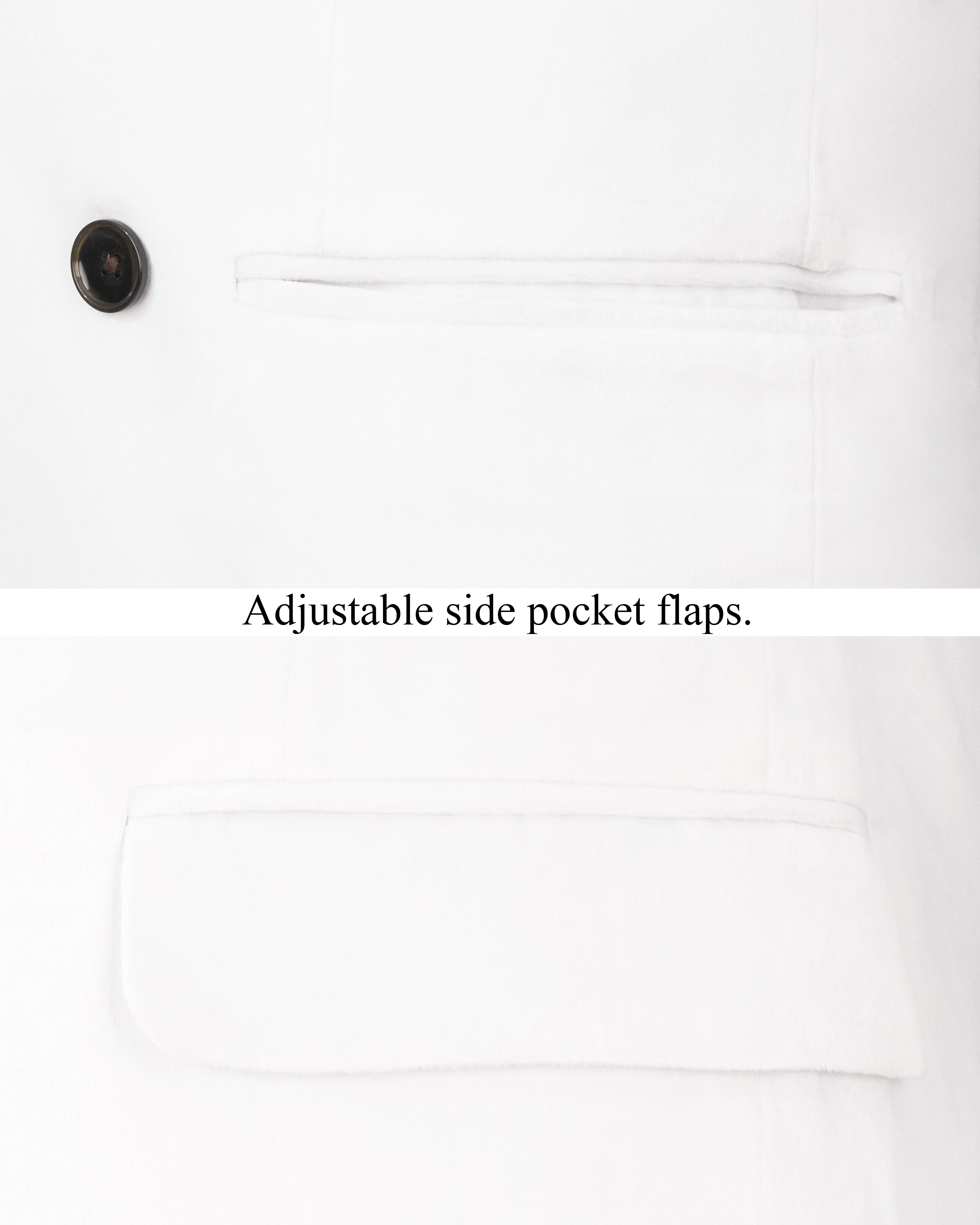 Rhino White Single Breasted Velvet Suit
