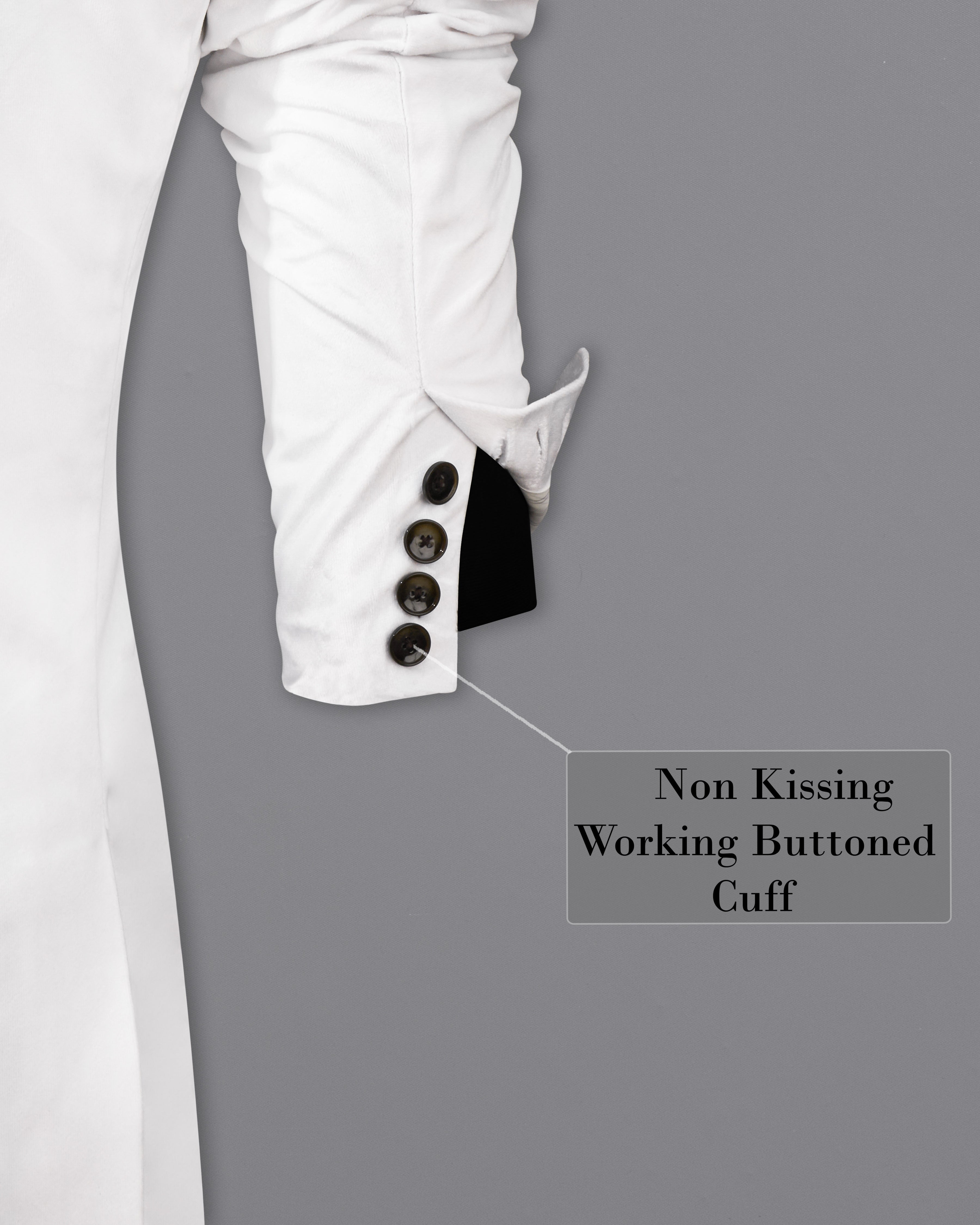 Rhino White Single Breasted Velvet Suit