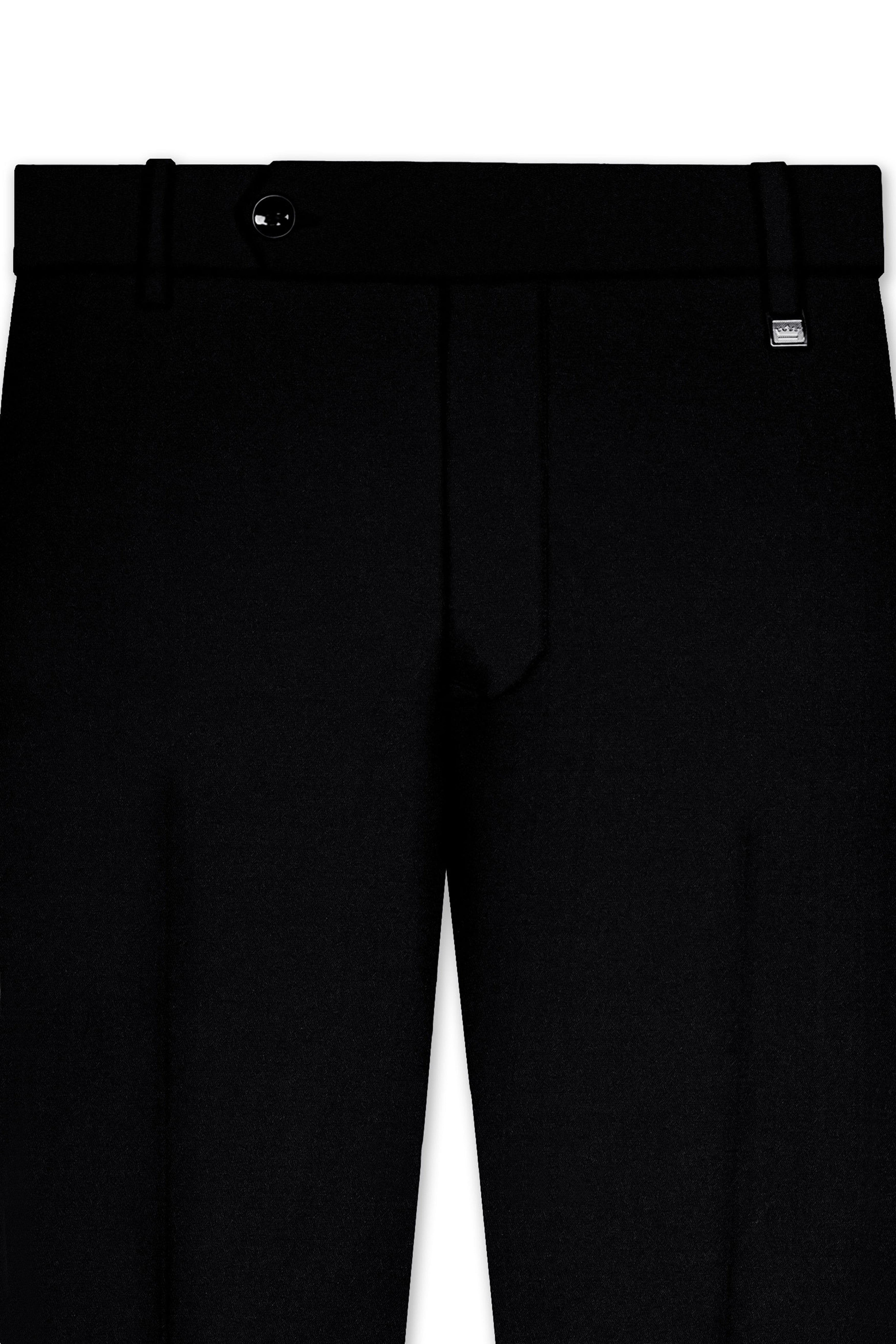 Noirex-Korean Black (The Best Black We Have) Cross Placket 4-Way Stretch Wrinkle-Free Fluid Drape Fabric Bandhgala Suit