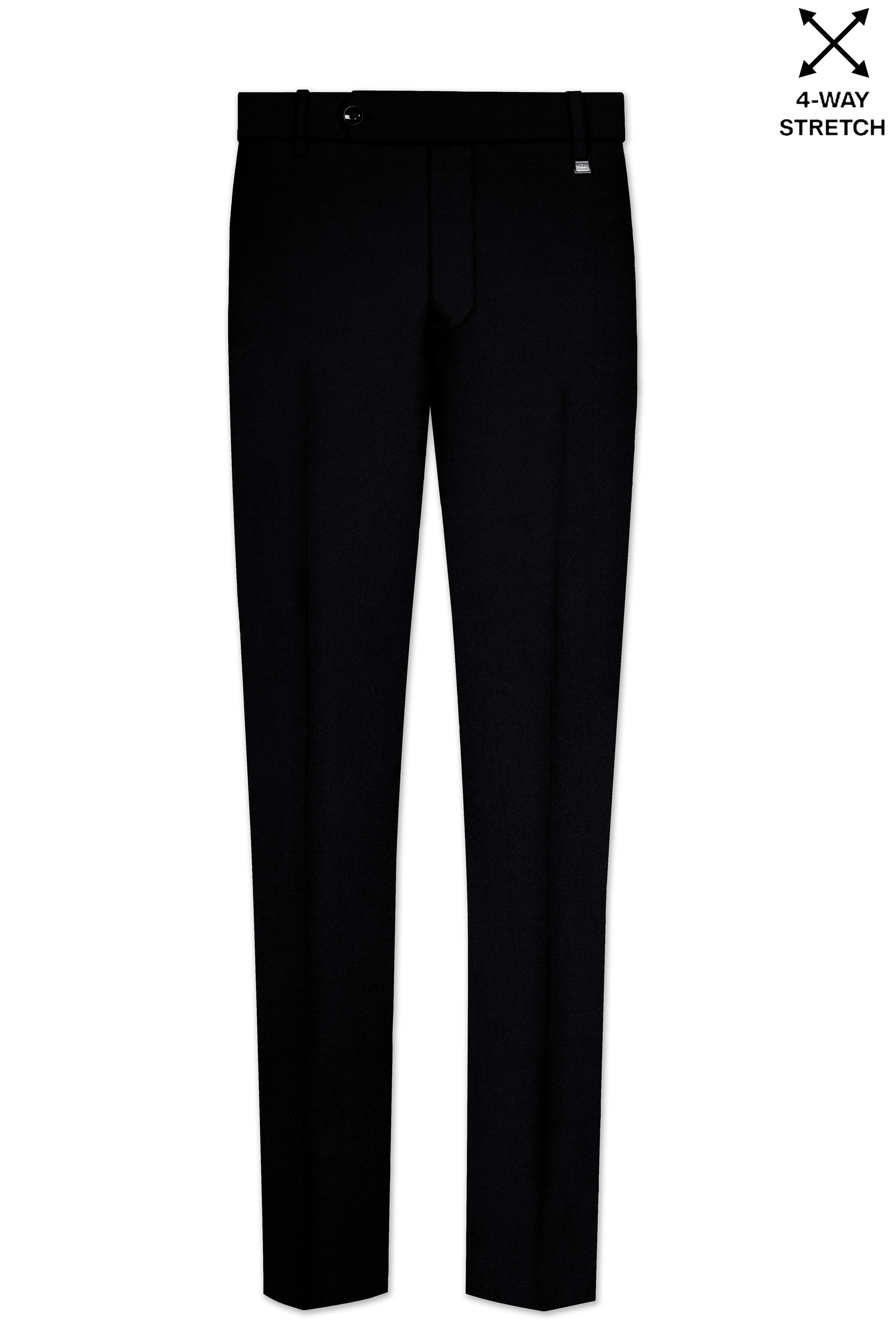 Noirex-Korean Black (The Best Black We Have) Cross Placket 4-Way Stretch Bandhgala Suit