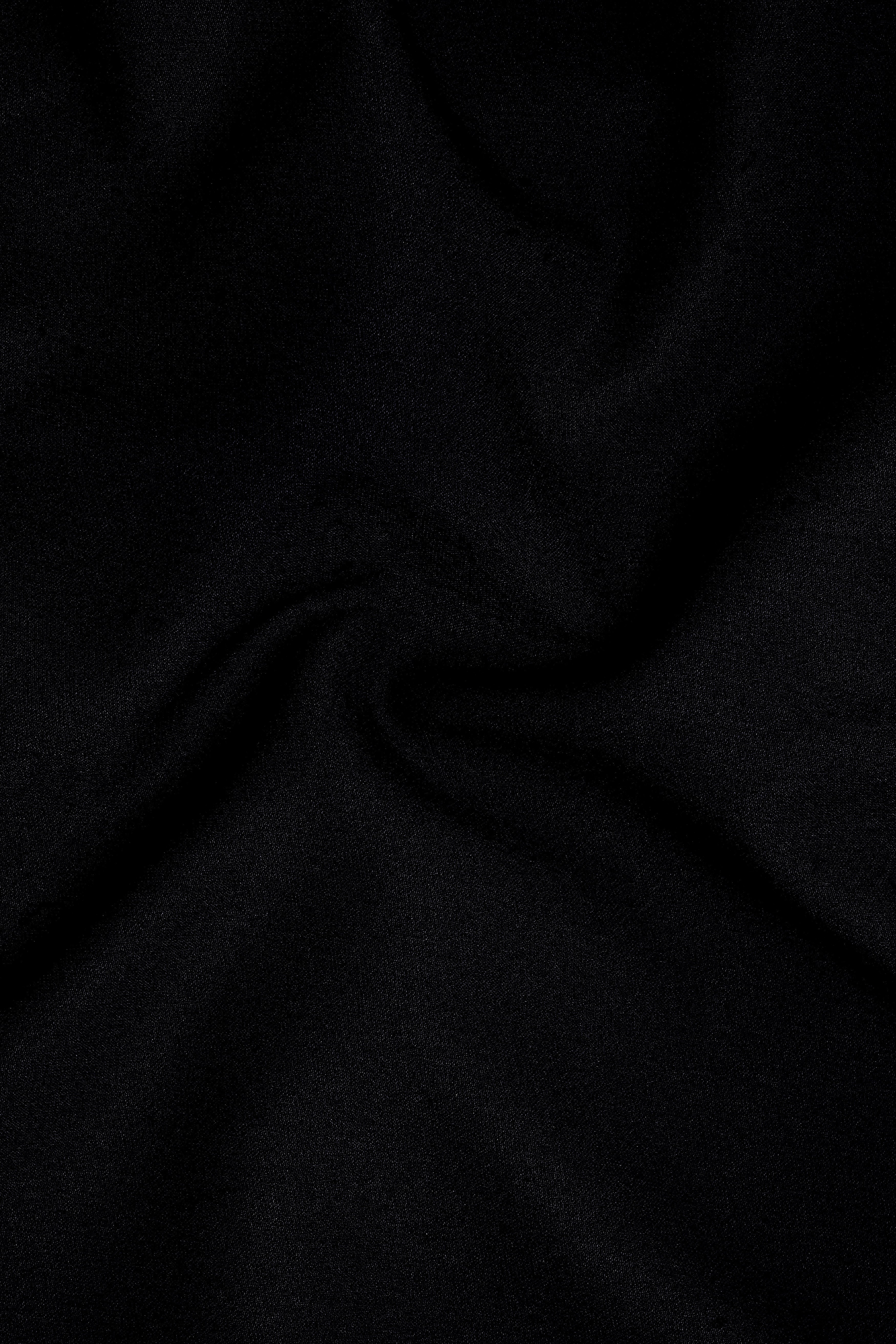 Noirex-Korean Black (The Best Black We Have) Cross Placket 4-Way Stretch Wrinkle-Free Fluid Drape Fabric Bandhgala Suit