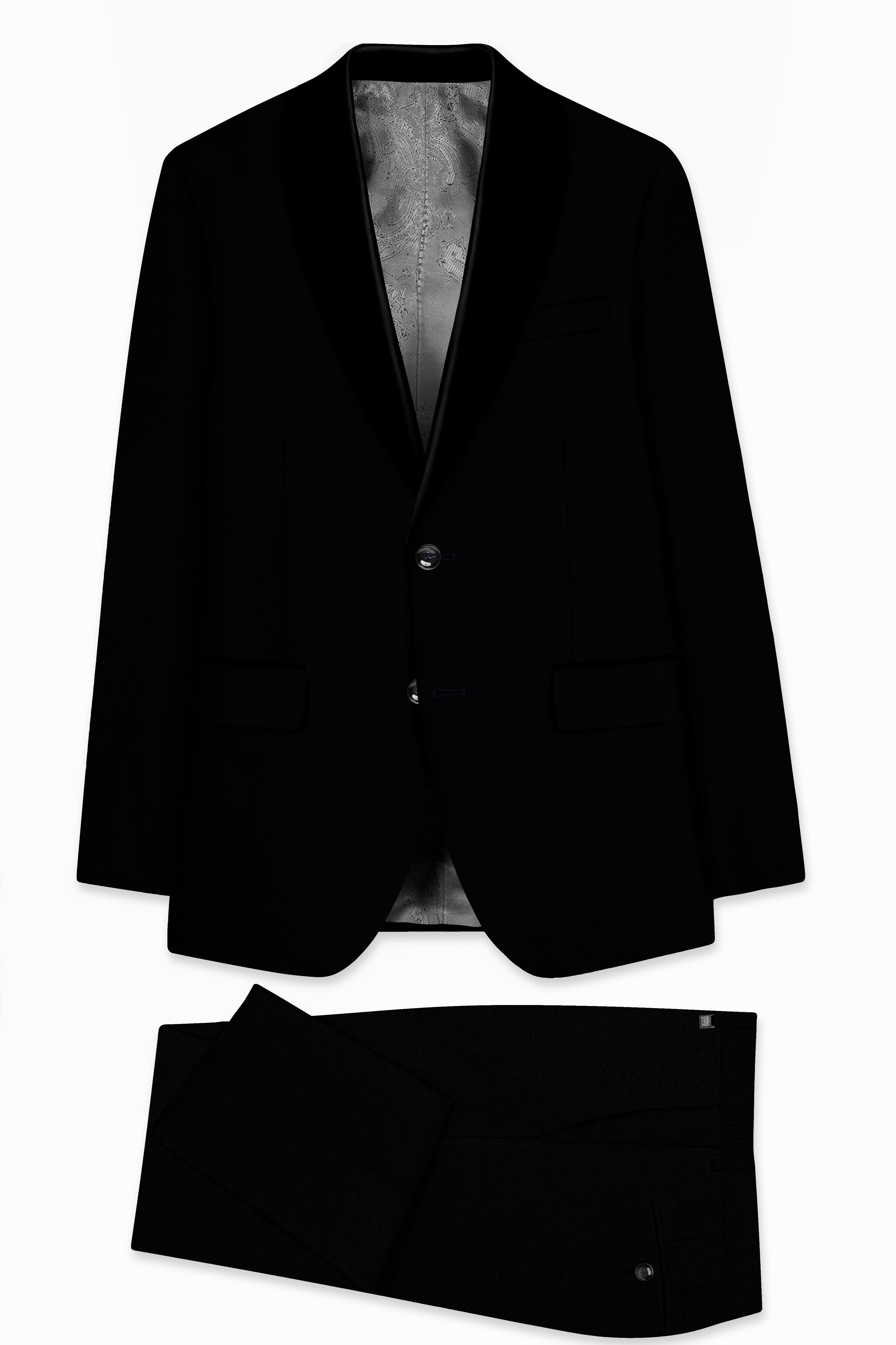Noirex-Korean Black (The Best Black We Have) 4-Way Stretch Wrinkle-Free Tuxedo Designer Suit