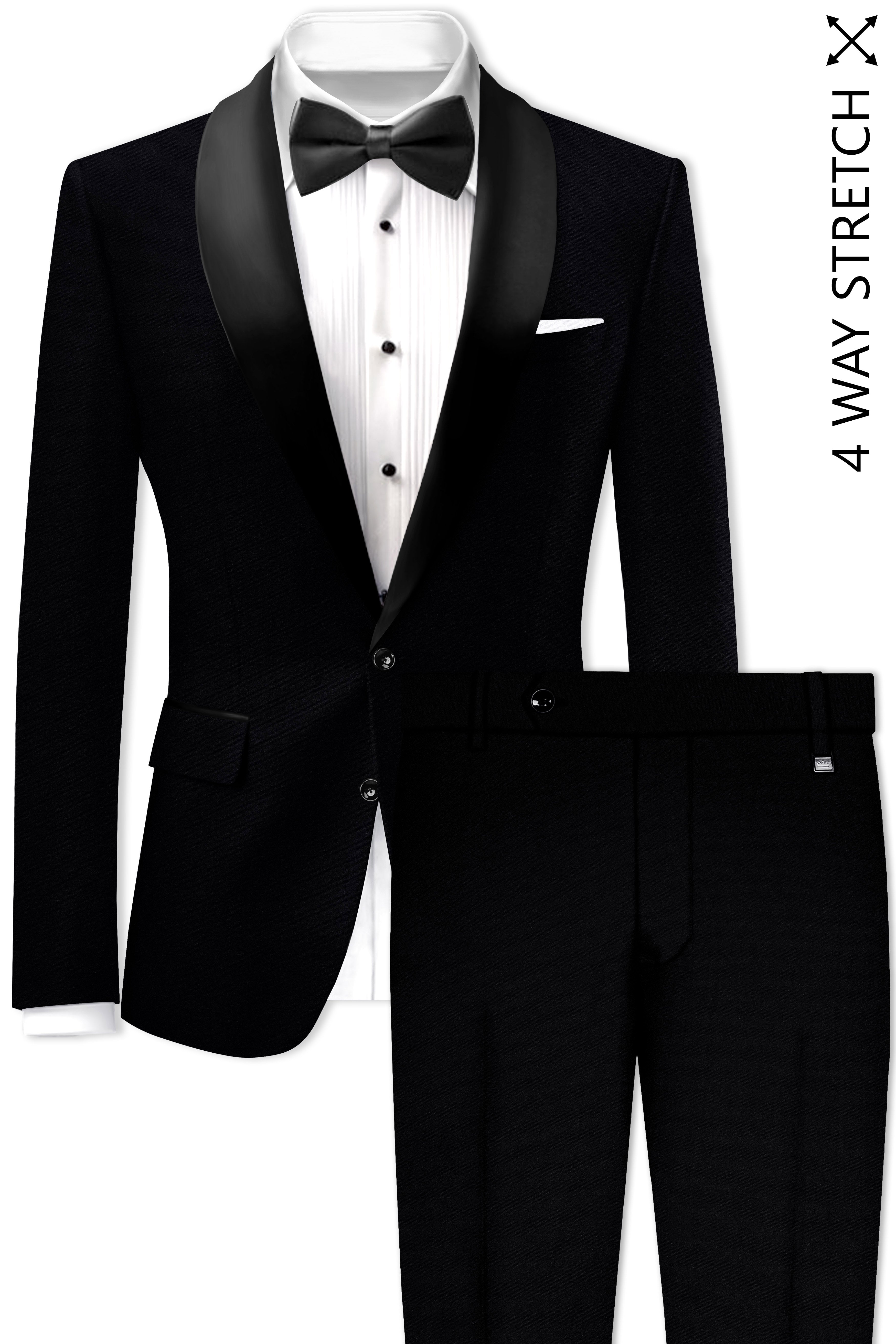Noirex-Korean Black (The Best Black We Have) 4-Way Stretch Tuxedo Designer Suit