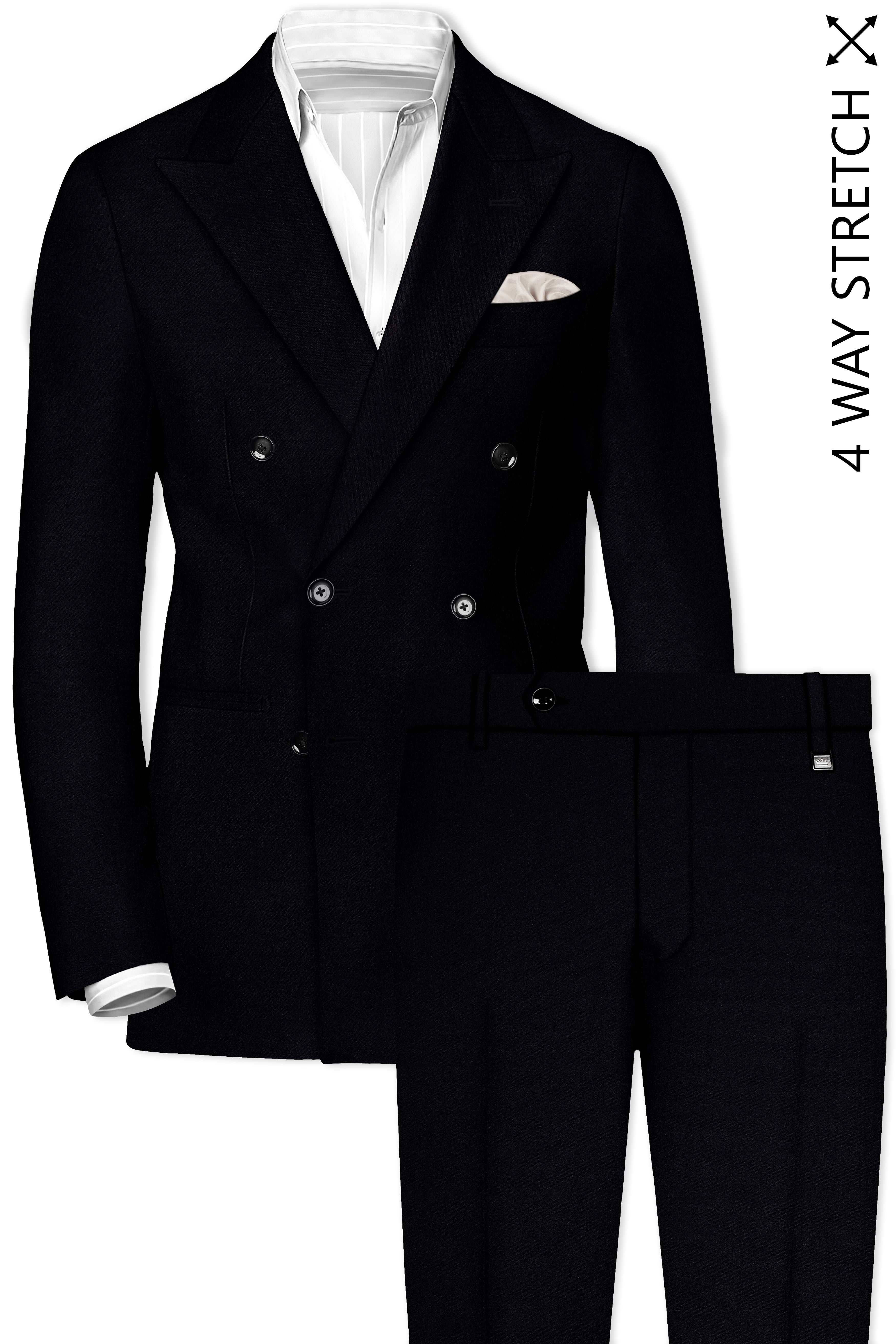 Noirex-Korean Black (The Best Black We Have) 4-Way Stretch Double Breasted Suit